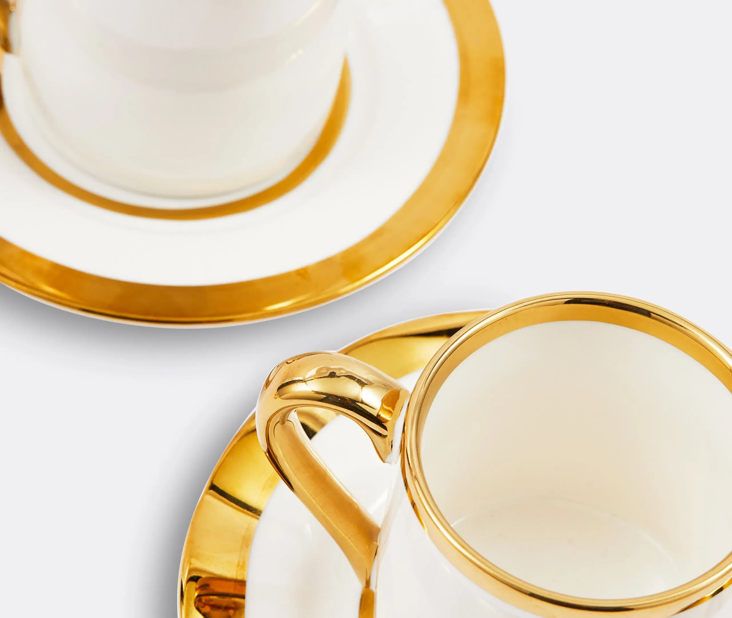 4-Piece Espresso Cup Set with Gilt Accents - White