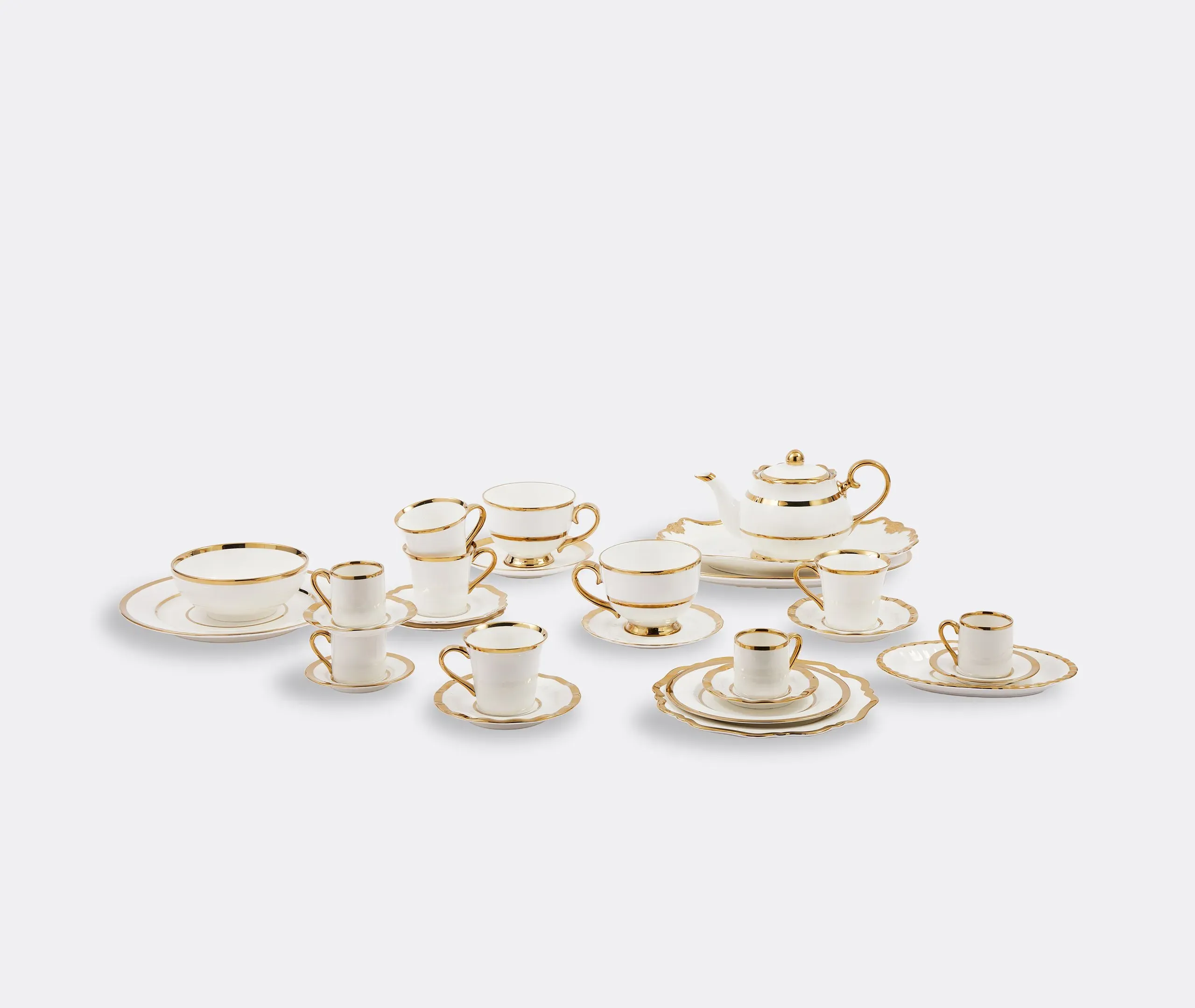 4-Piece Espresso Cup Set with Gilt Accents - White