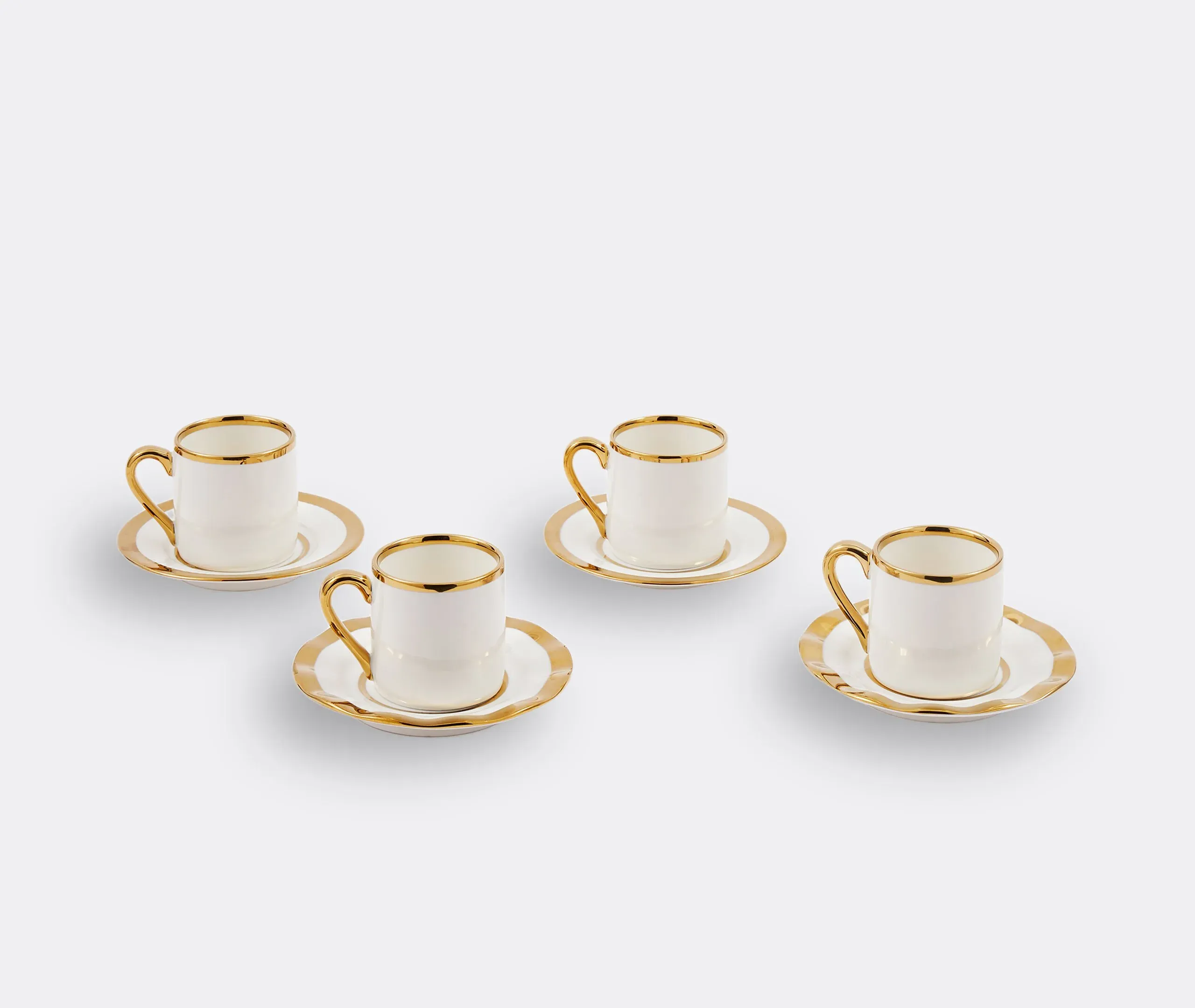 4-Piece Espresso Cup Set with Gilt Accents - White
