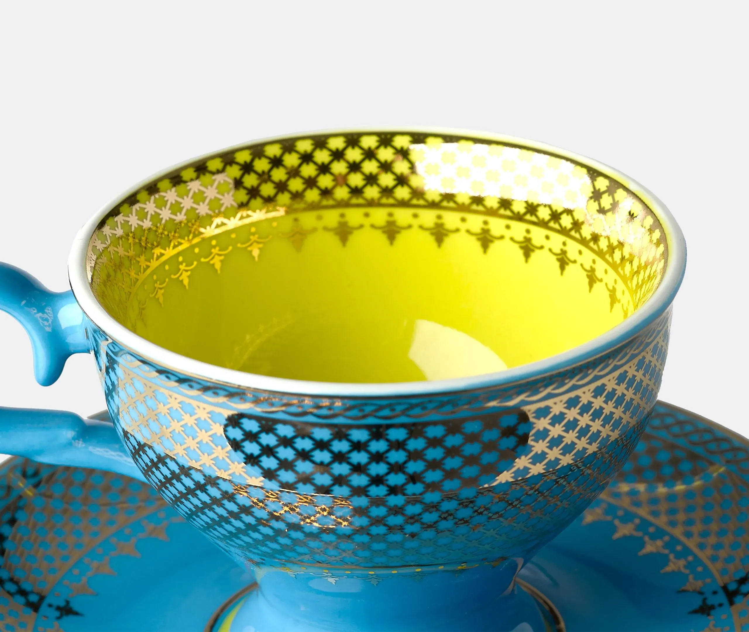 4-Piece Espresso Cup Set with Saucers - Multicolor