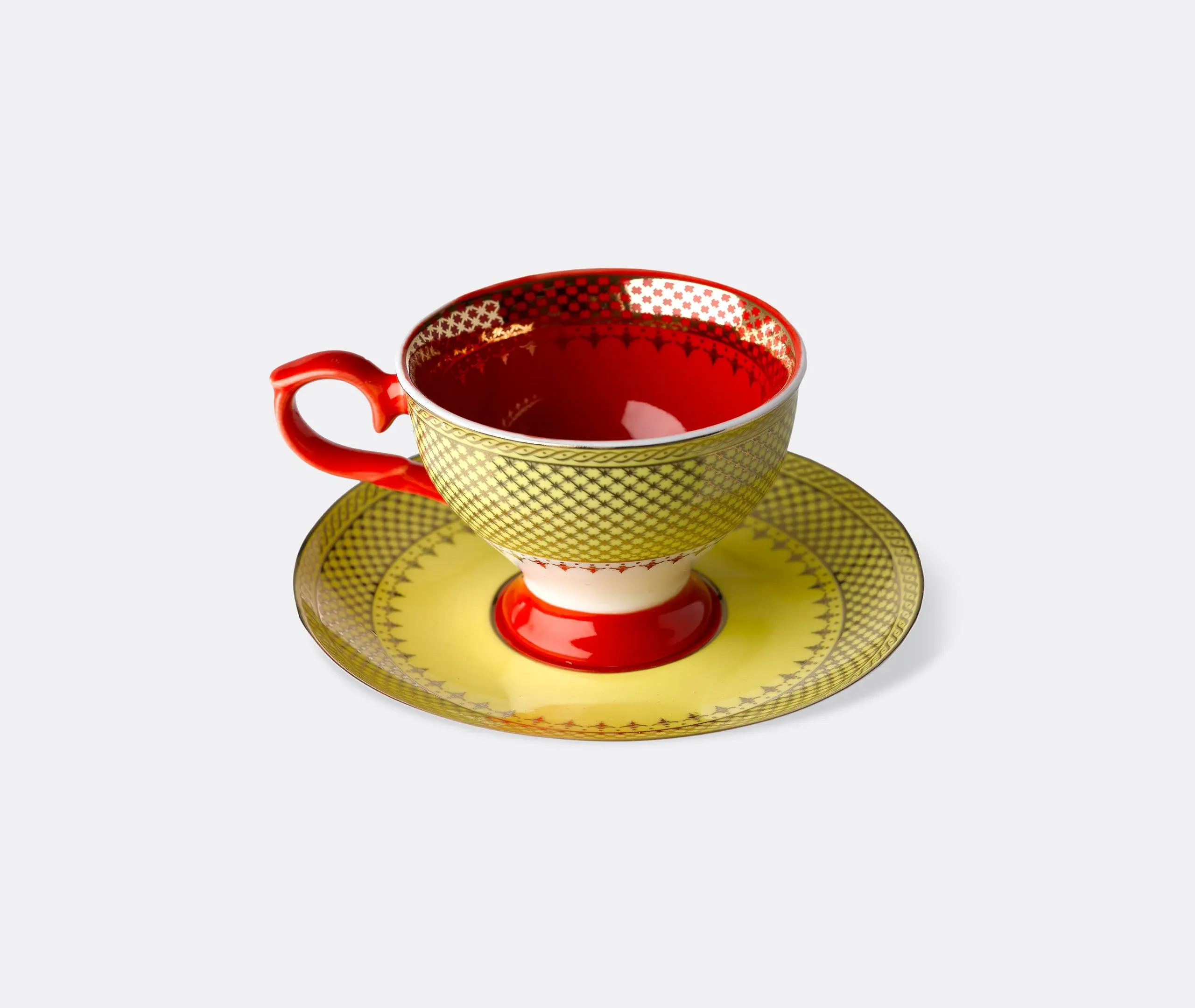 4-Piece Espresso Cup Set with Saucers - Multicolor