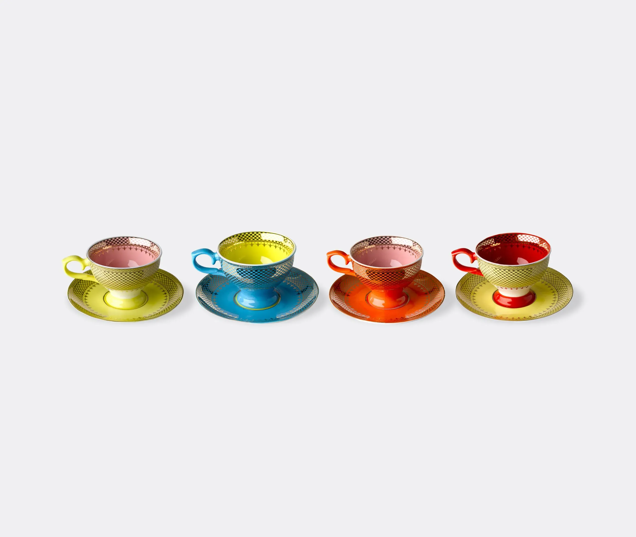 4-Piece Espresso Cup Set with Saucers - Multicolor image