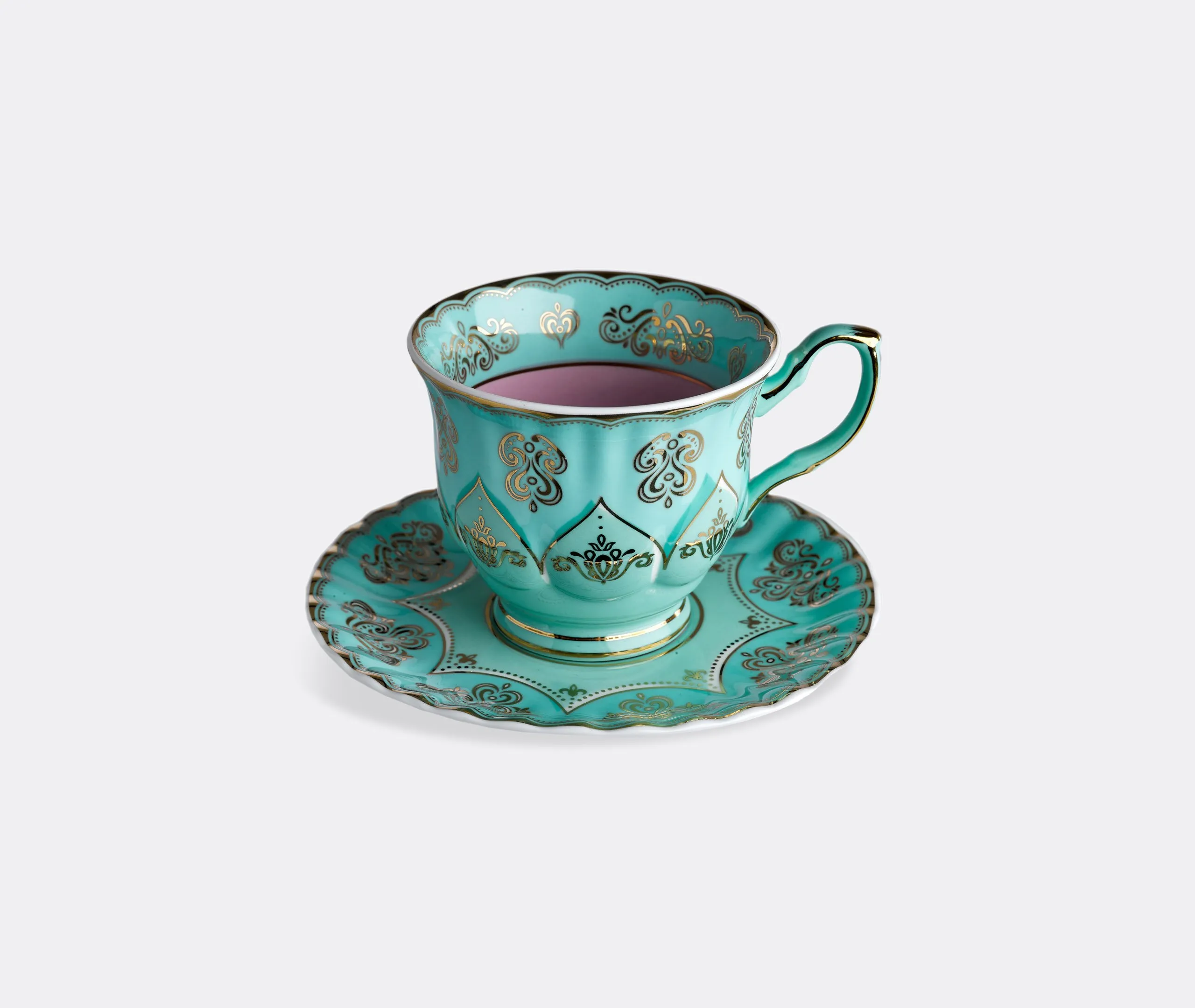4-Piece Tea Cup Set with Saucers - Multicolor