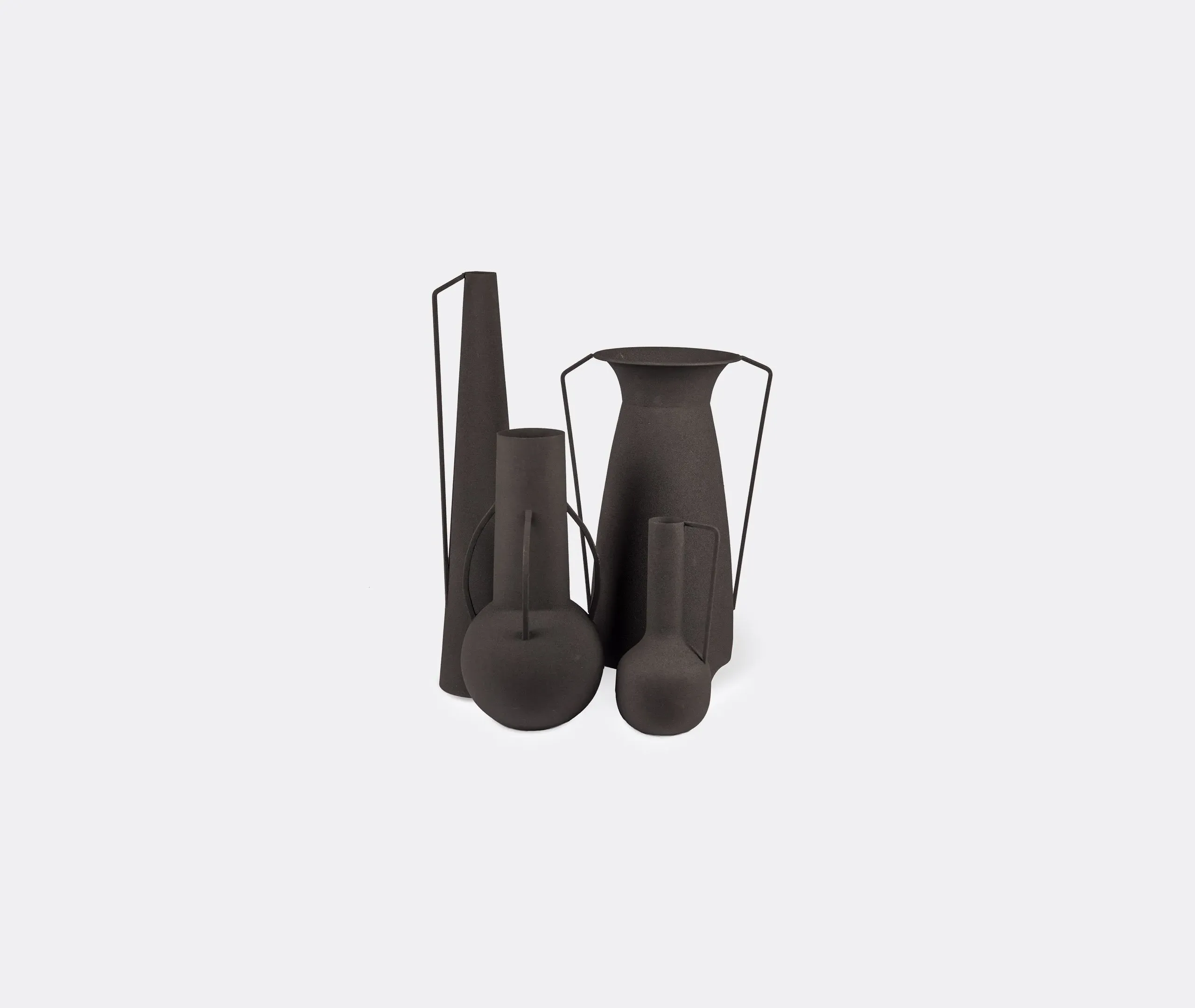 4-Piece Vase Set Roman Style - Black, Iron image