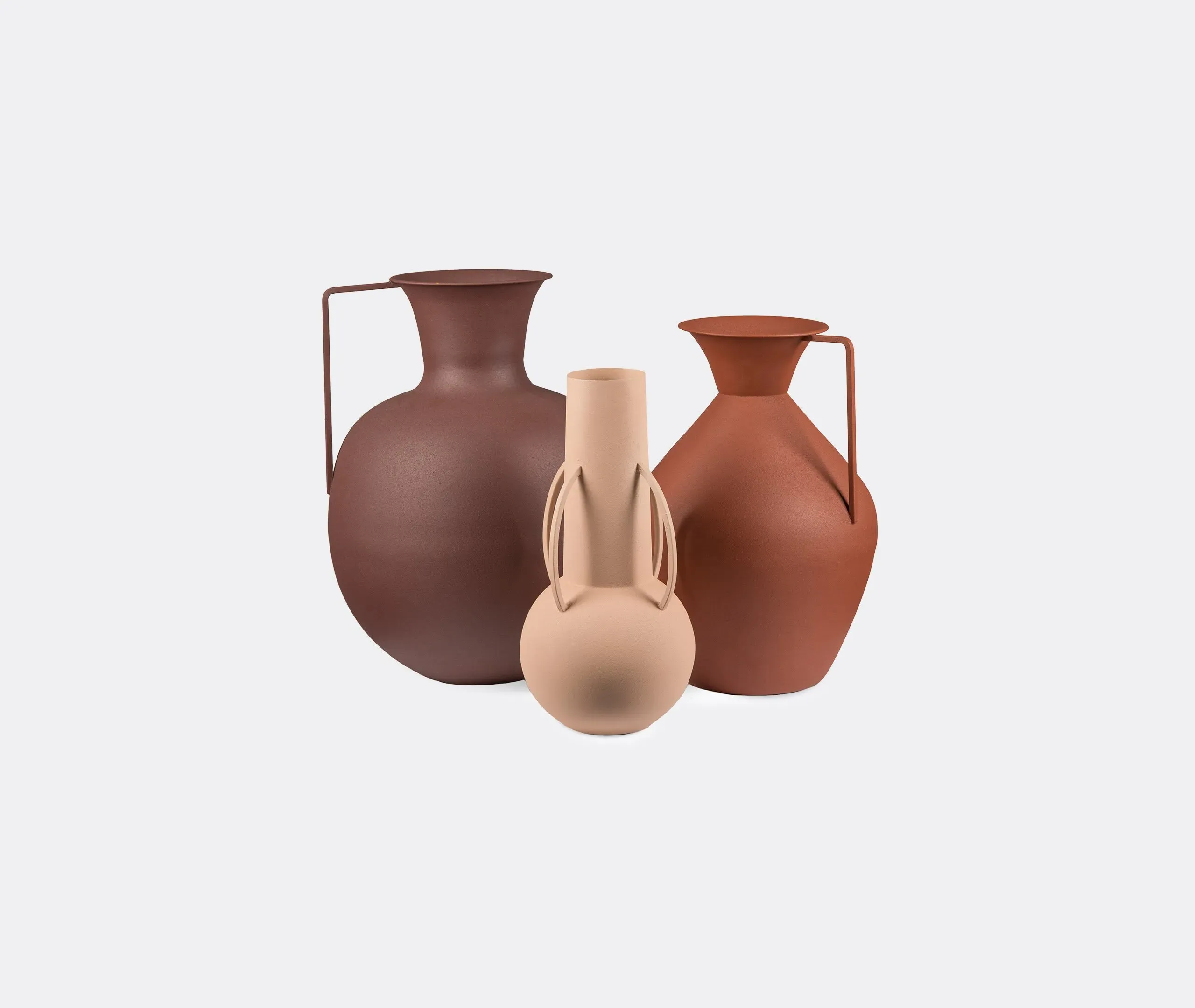 4-Piece Vase Set Roman Style - Cognac, Iron