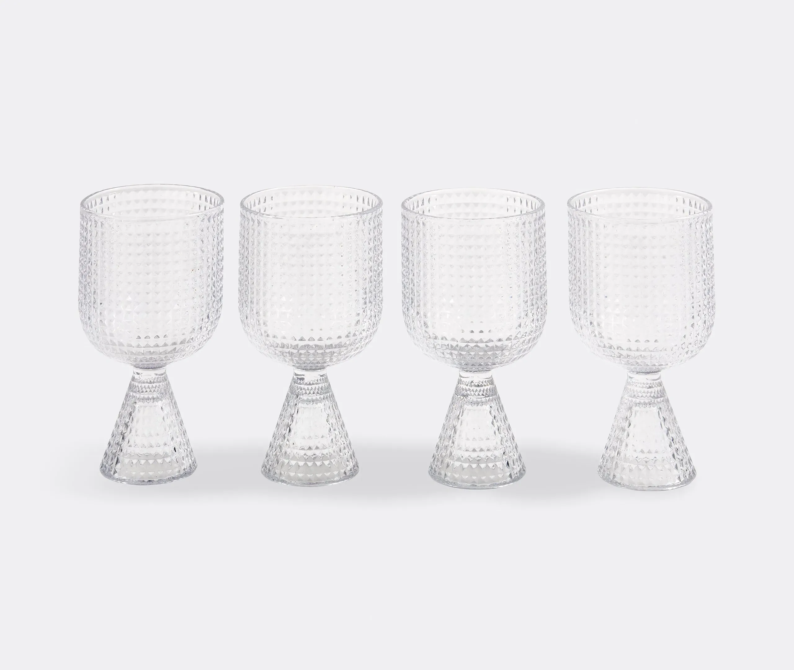 4-Piece Wine Glass Set - Clear, Textured Glass