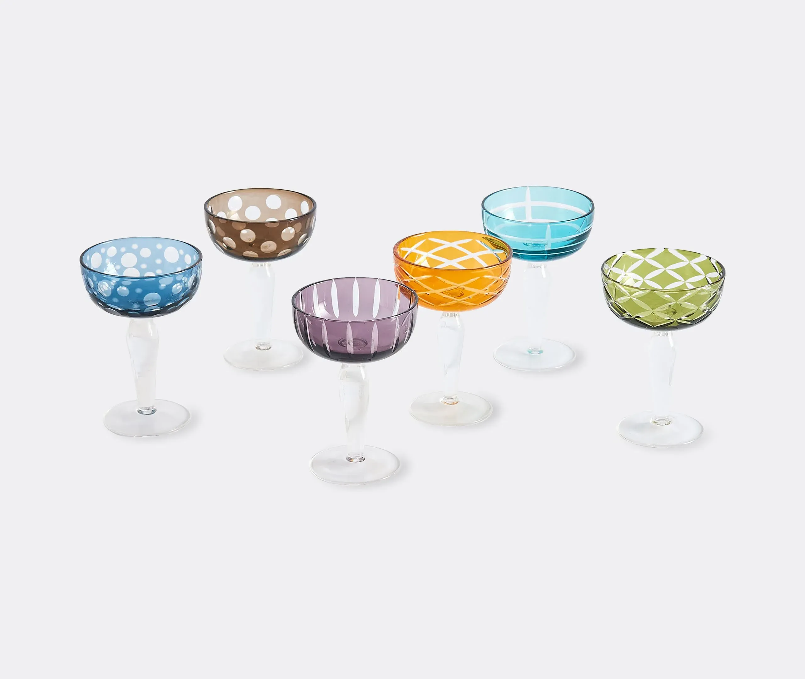 6-Piece Coupe Glass Set - Multicolor, Glass