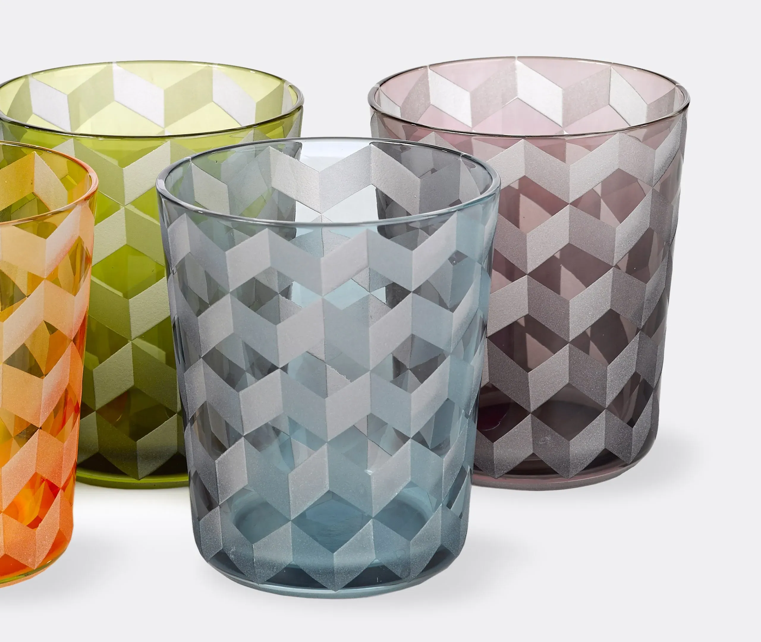 6-Piece Tumbler Set with Block Pattern - Glass