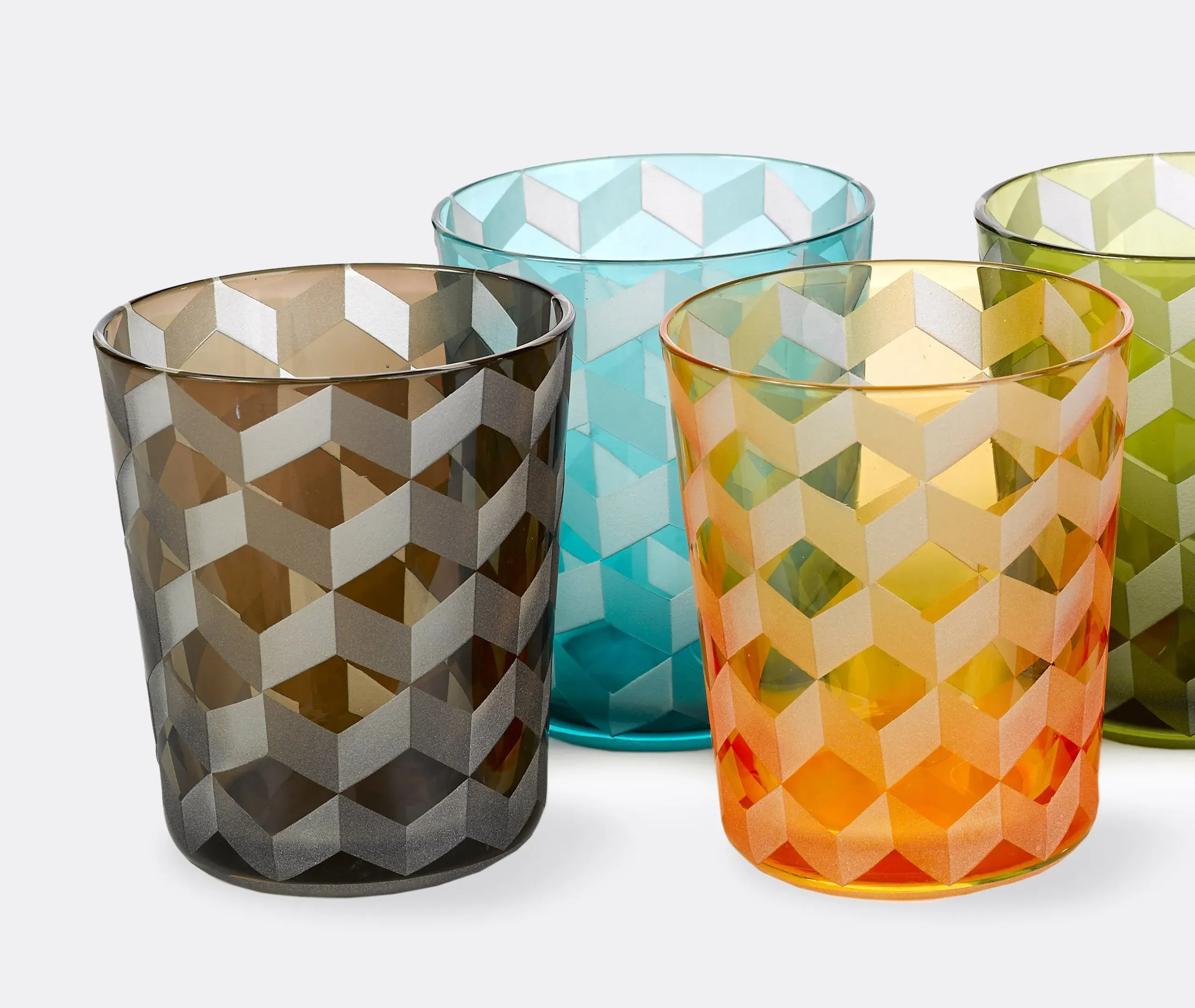 6-Piece Tumbler Set with Block Pattern - Glass