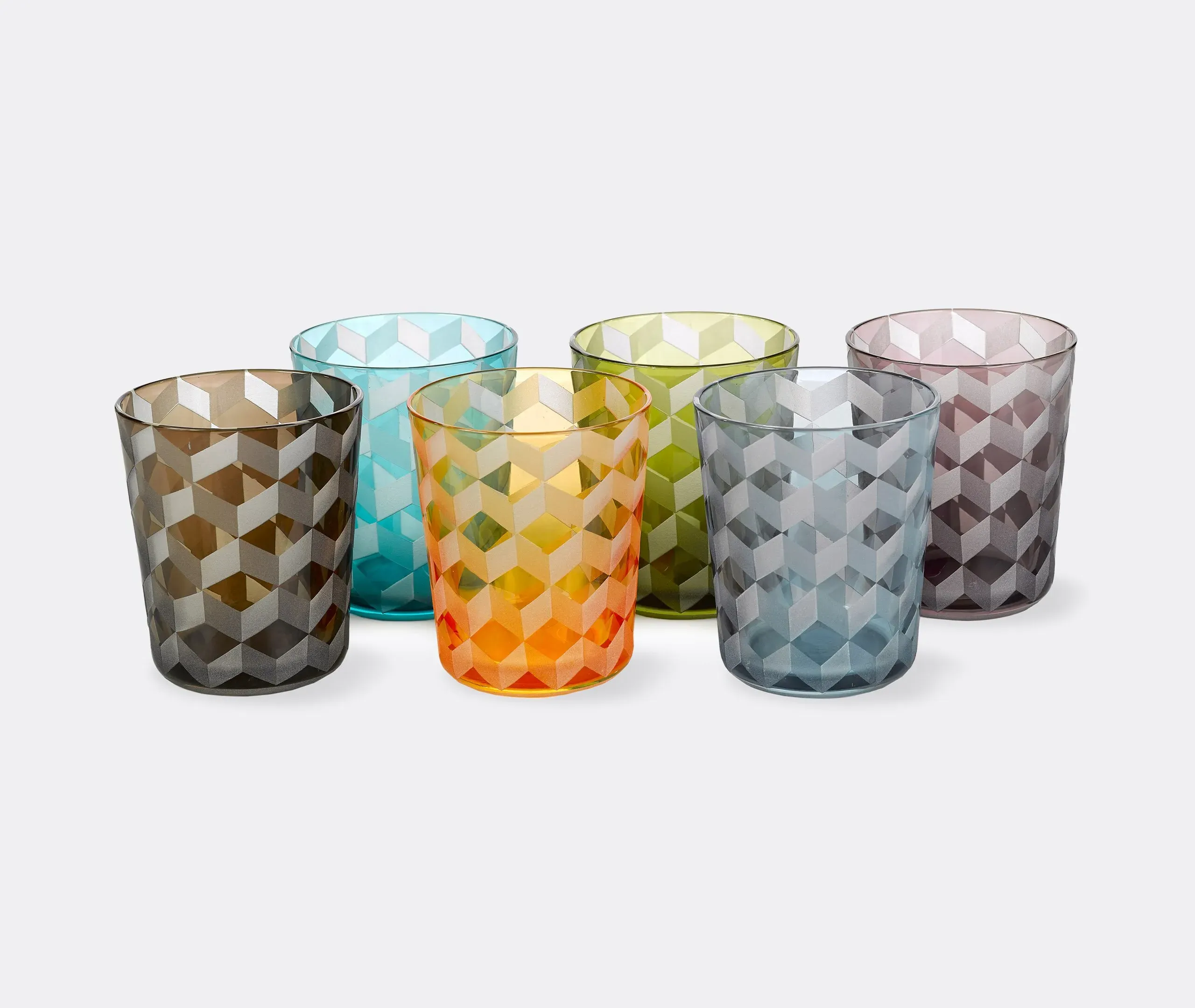 6-Piece Tumbler Set with Block Pattern - Glass image