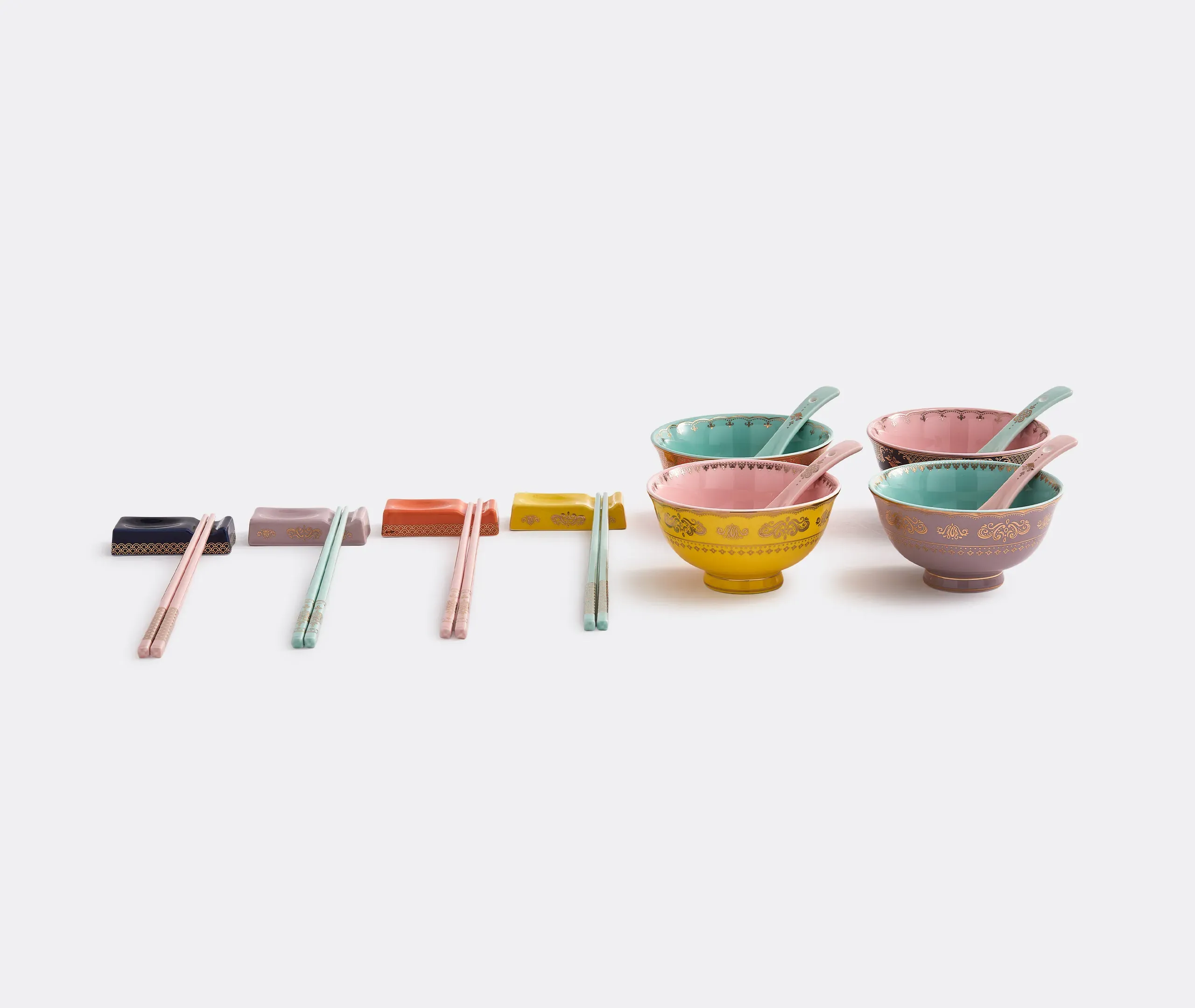 Asian Bowl Set with Accessories - Multicolor