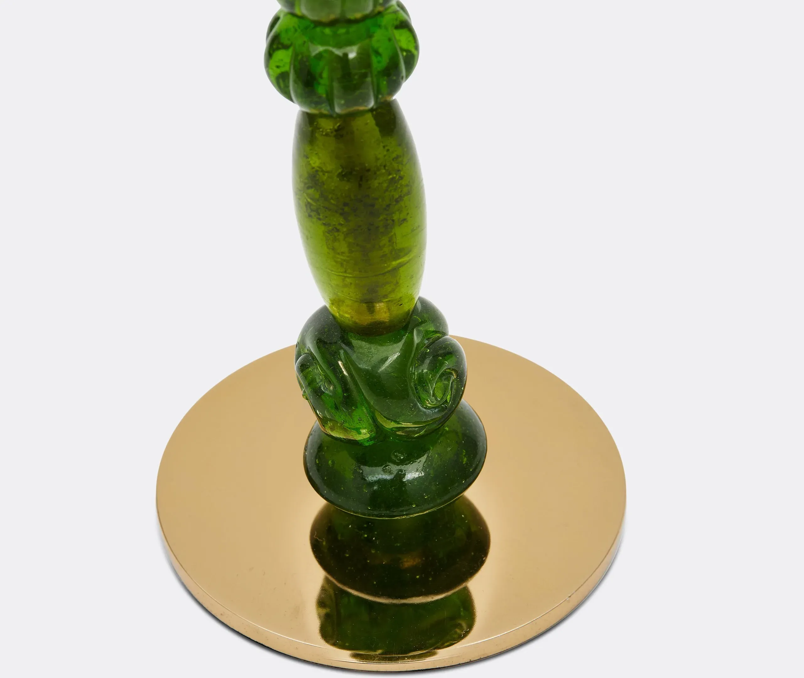 Beads Candle Holder - Green, Glass
