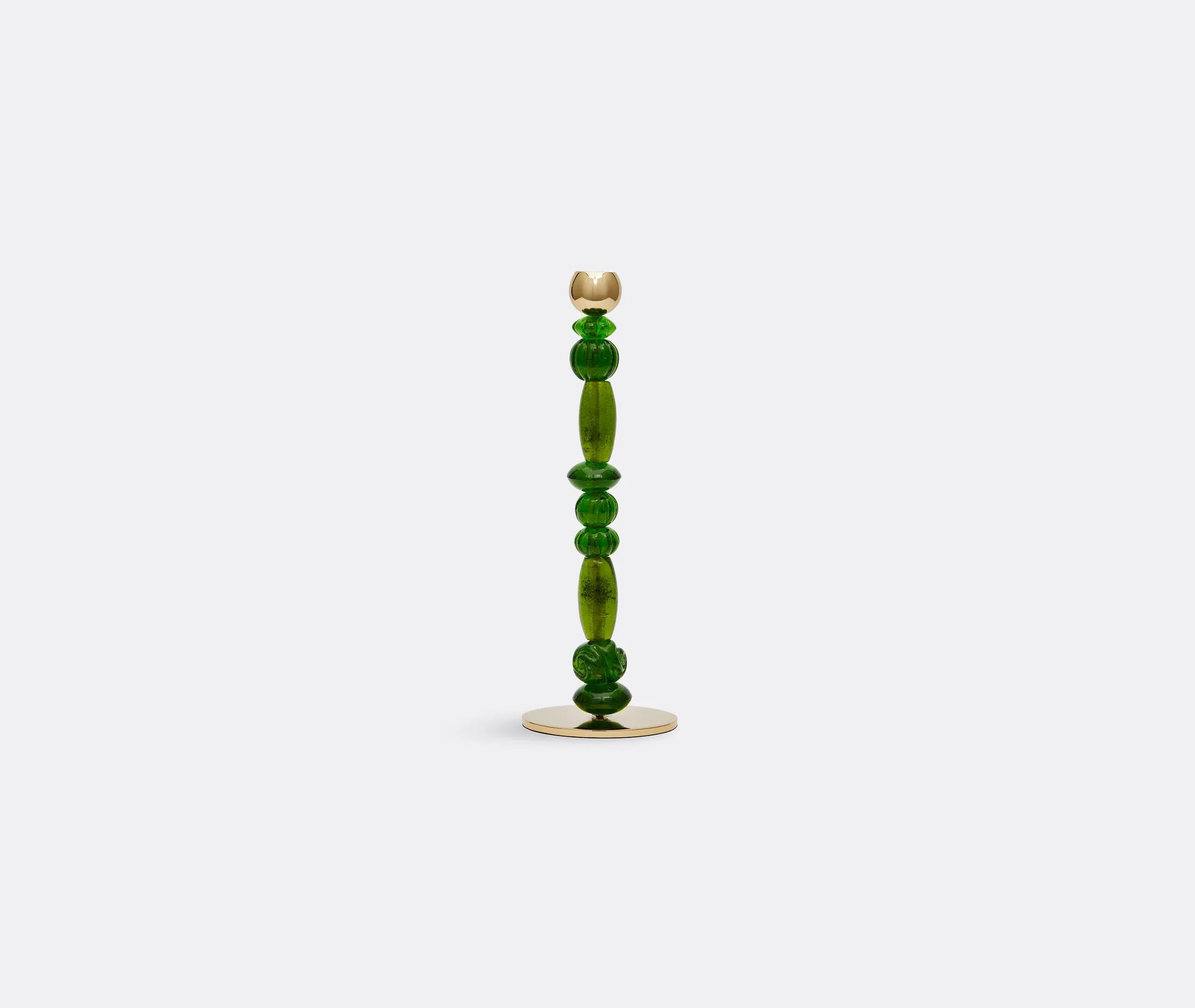 Beads Candle Holder - Green, Glass