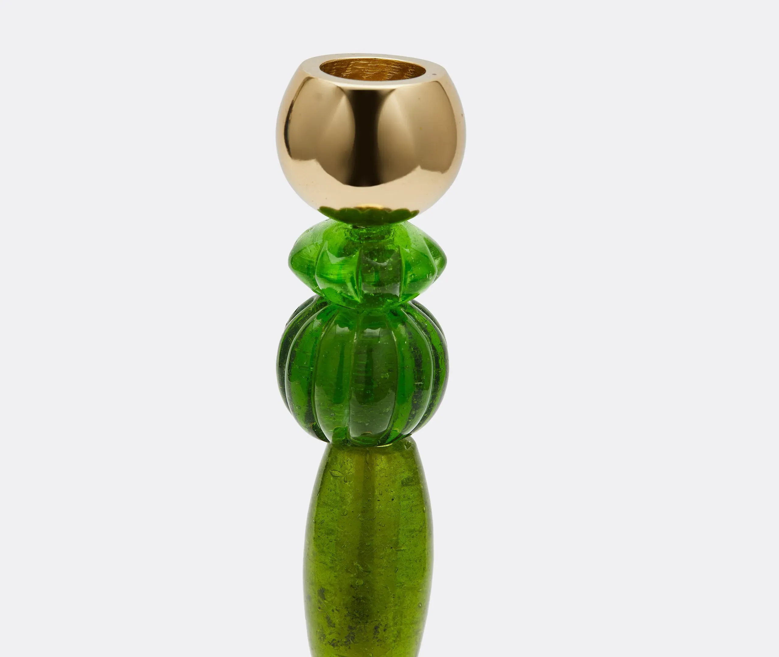 Beads Candle Holder - Green, Glass