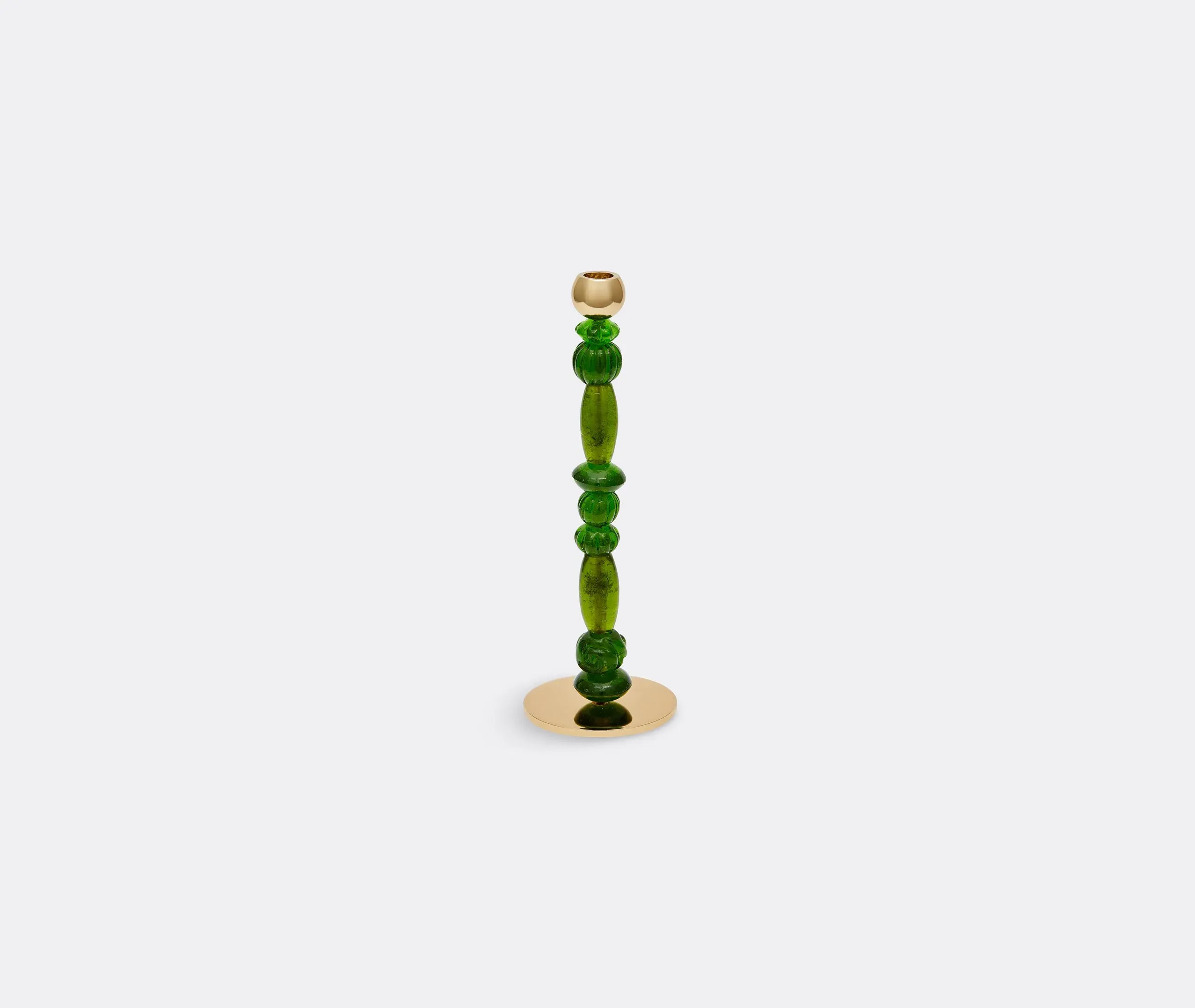 Beads Candle Holder - Green, Glass image