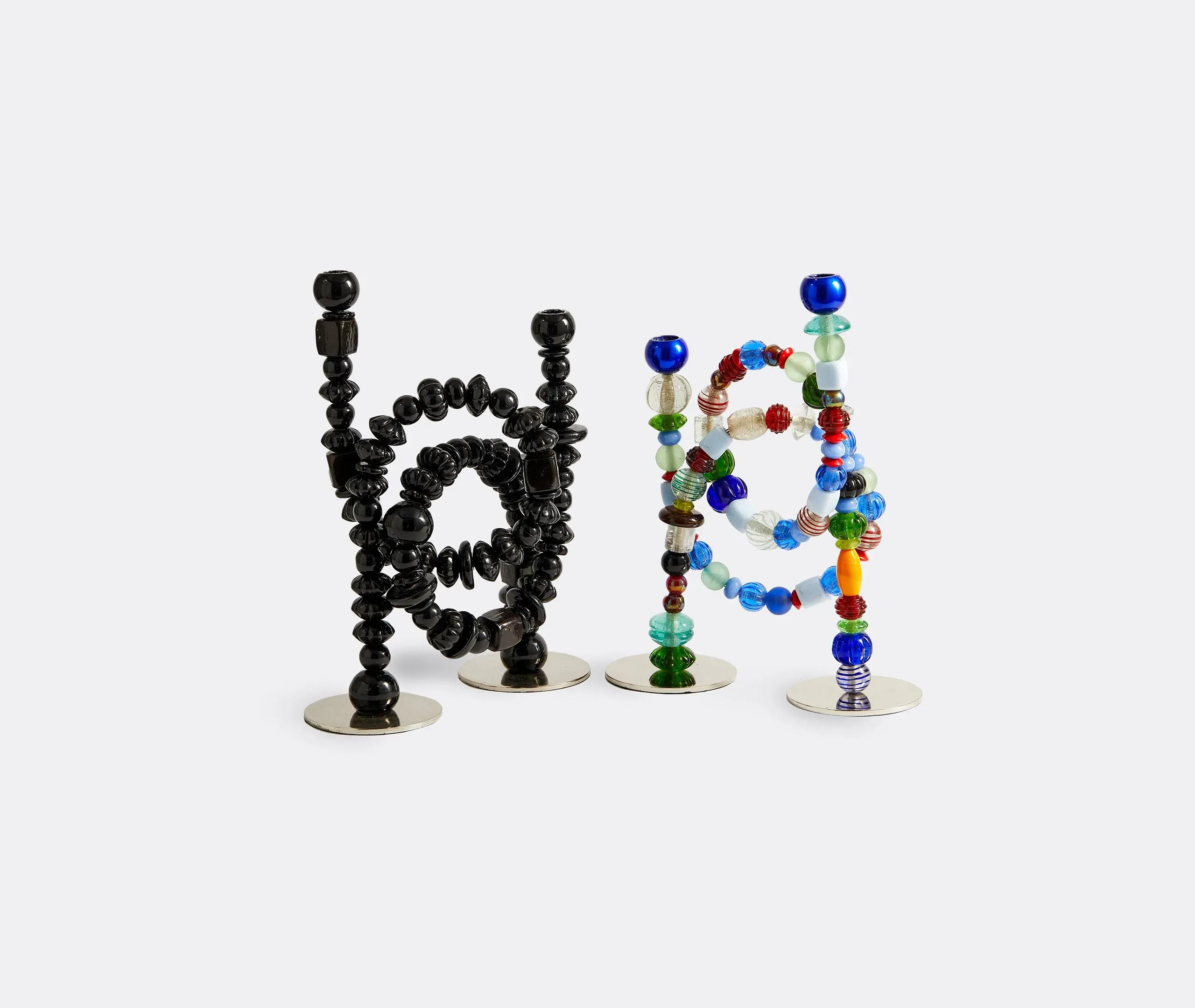 Beads Candle Holder - Multicolor, Glass