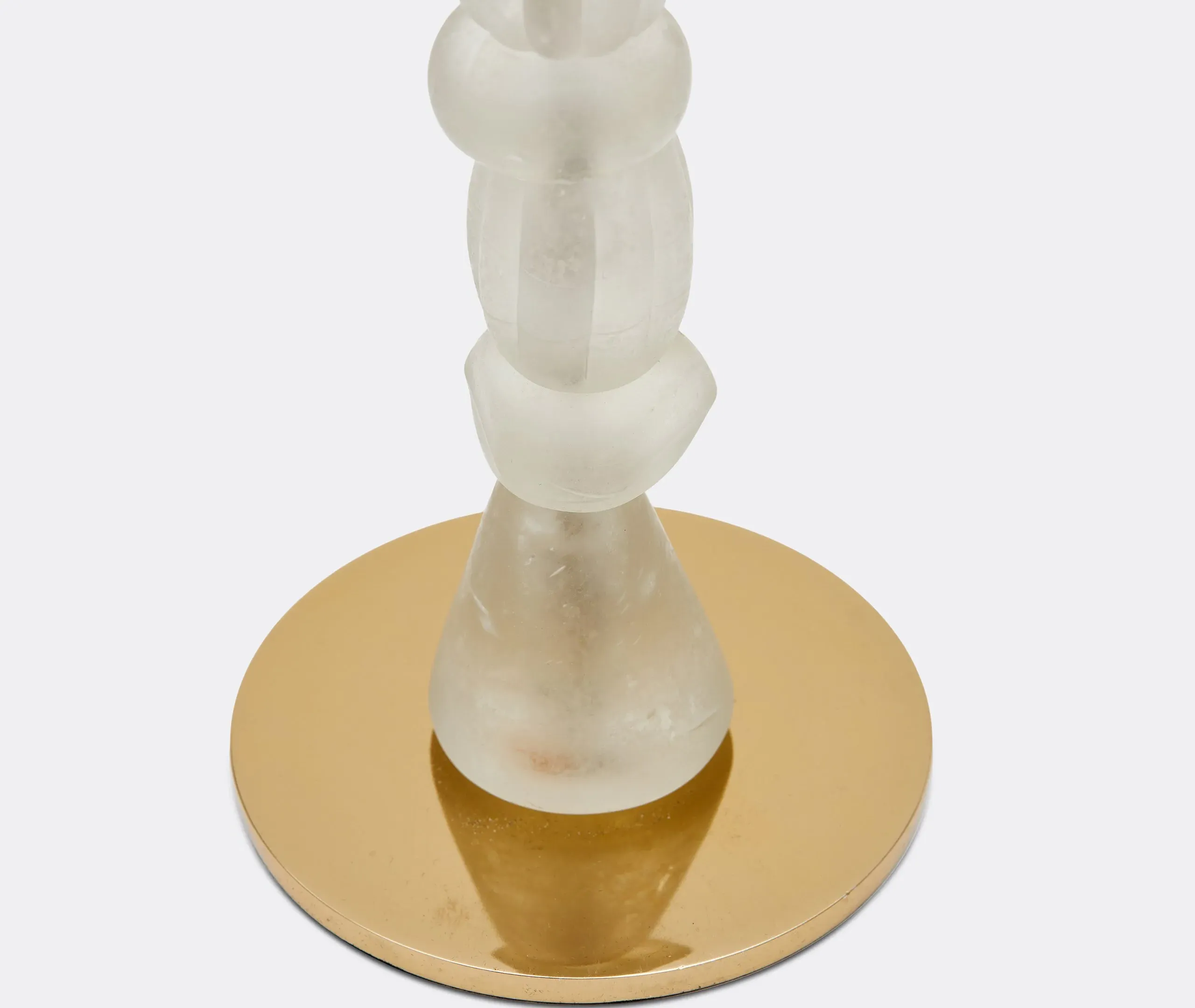 Beads Candle Holder - White, Glass