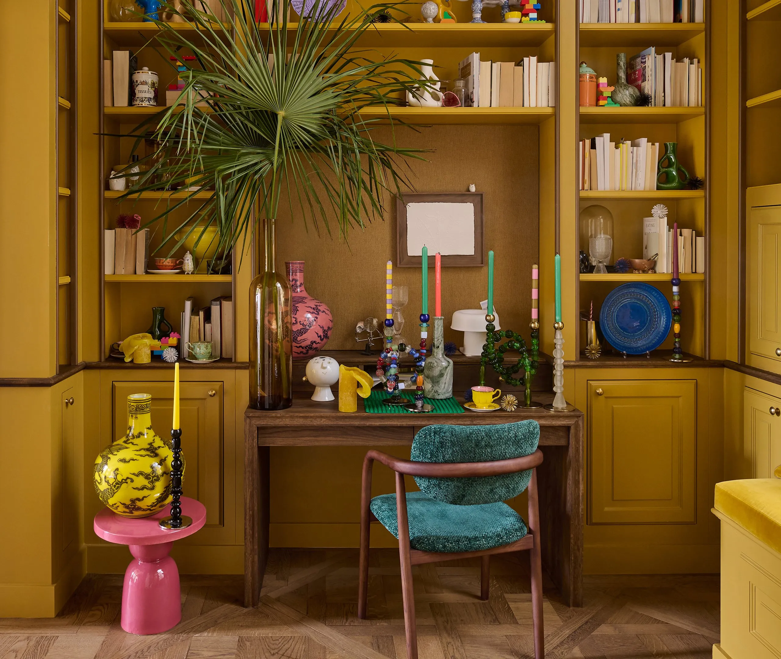 Beads Candle Holder - White, Glass