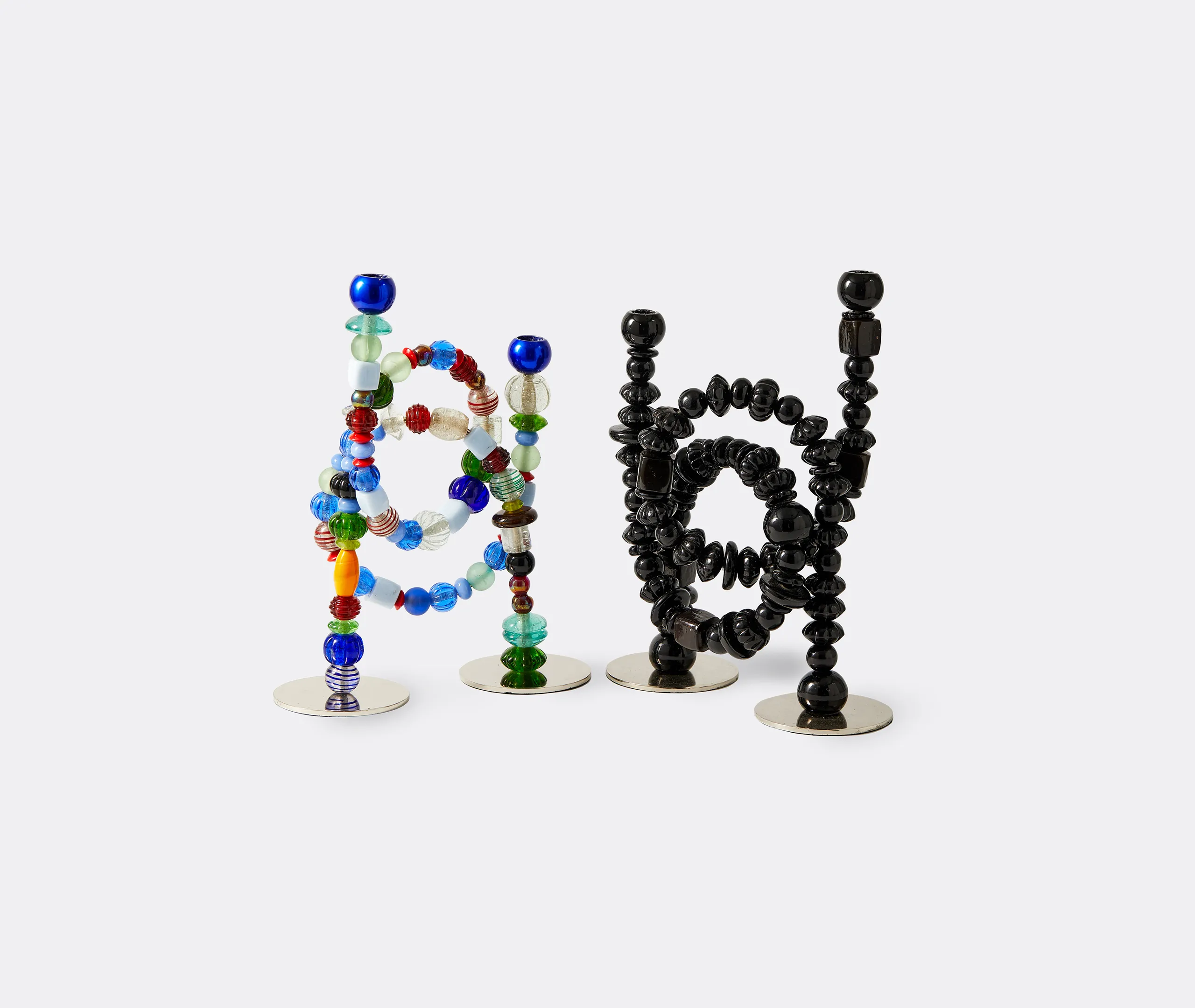 Beads Sculptural Candle Holder - Black