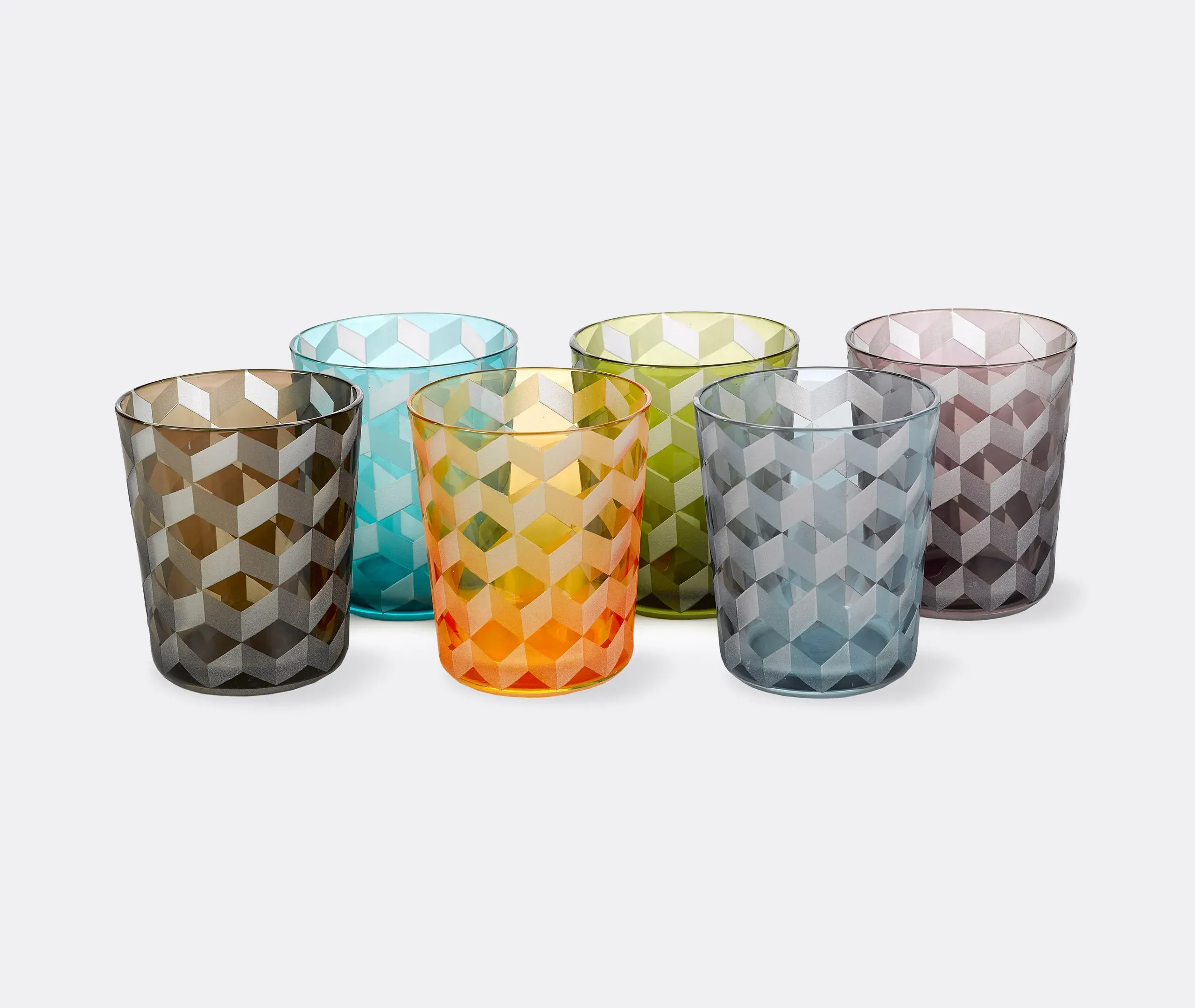 Blocks Tumbler Set of Six - Multicolor, Glass image