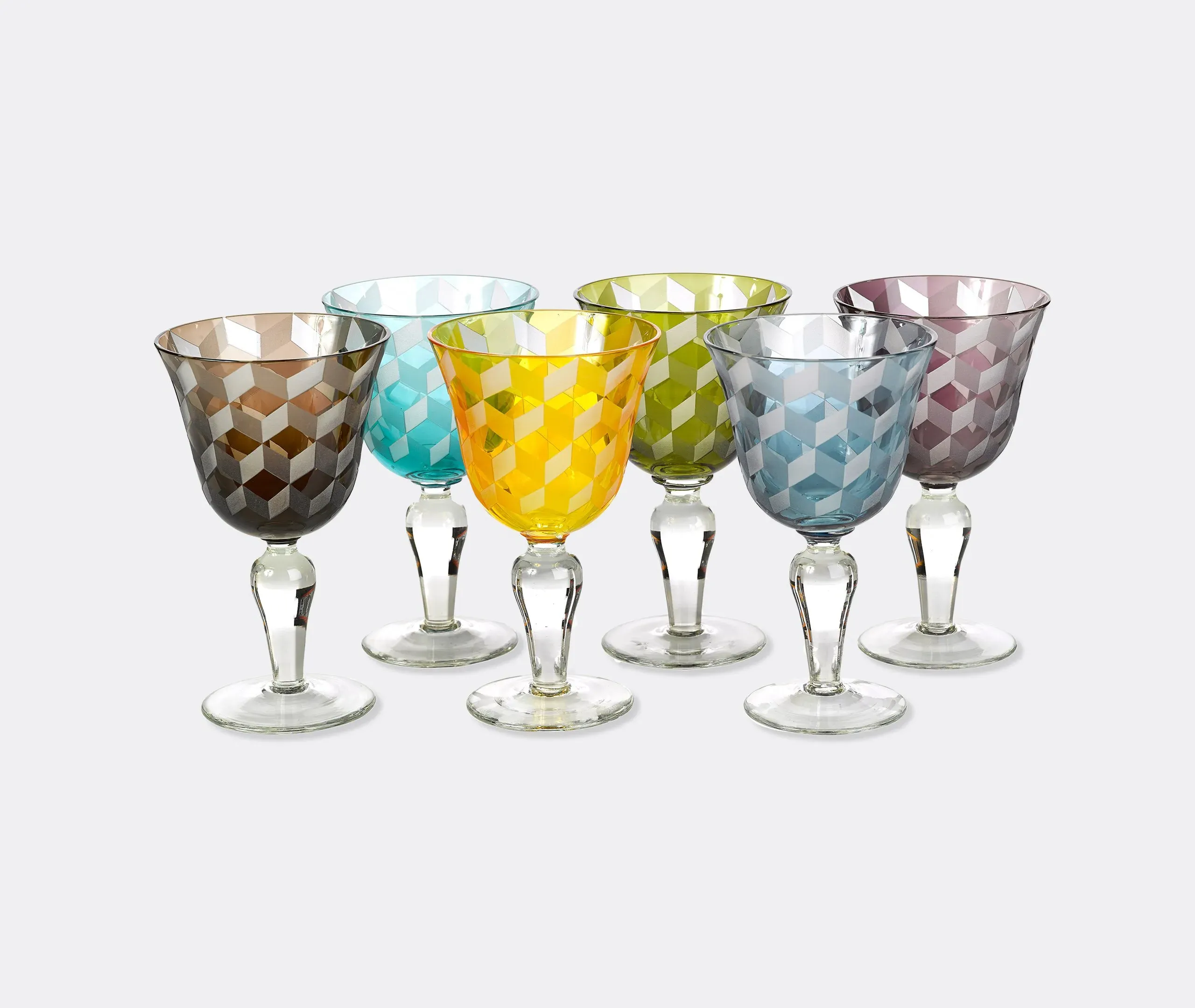 Blocks Wine Glass Set of Six - Multicolor image