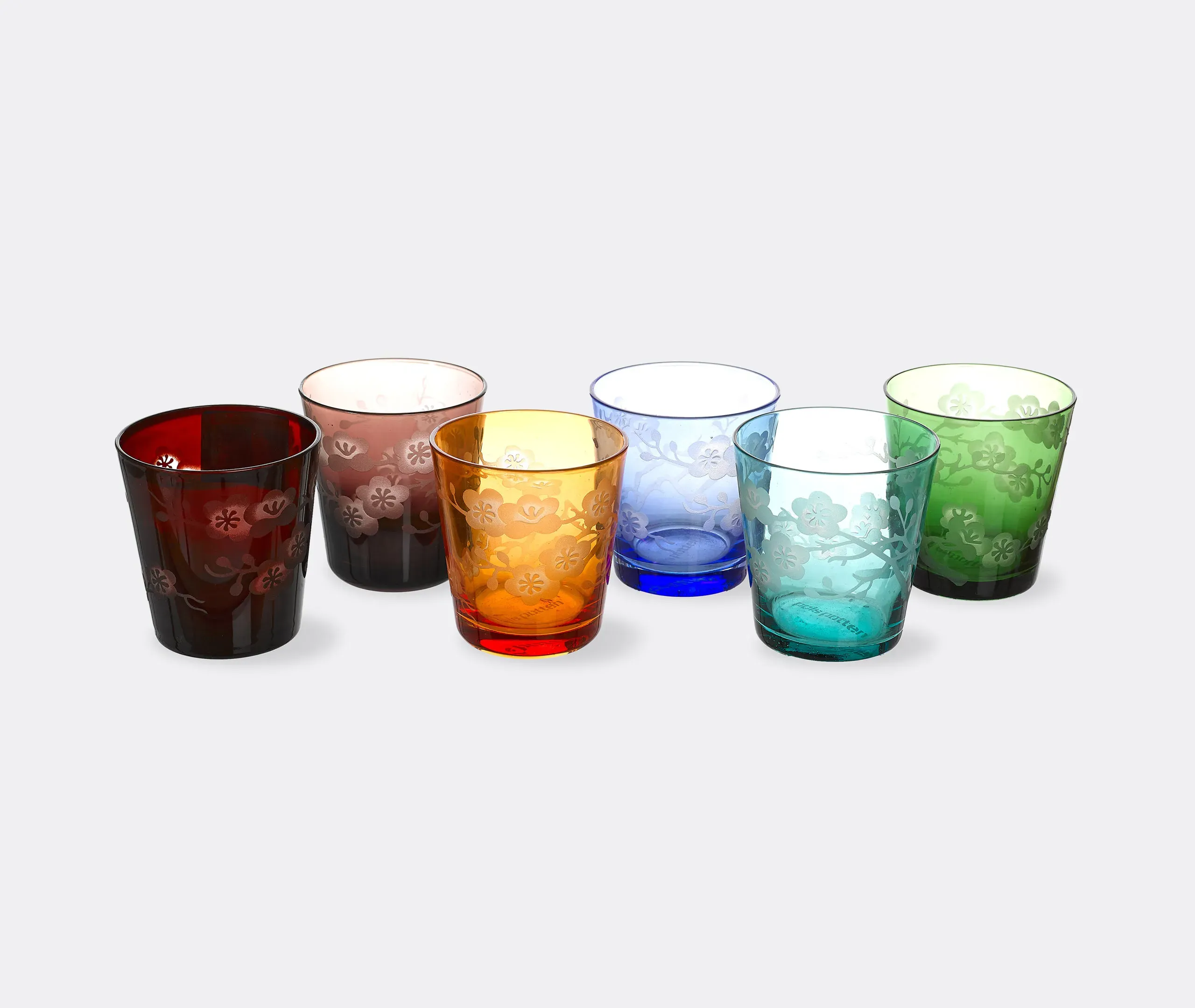 Blossom Tumbler Set of Six - Multicolor, Glass