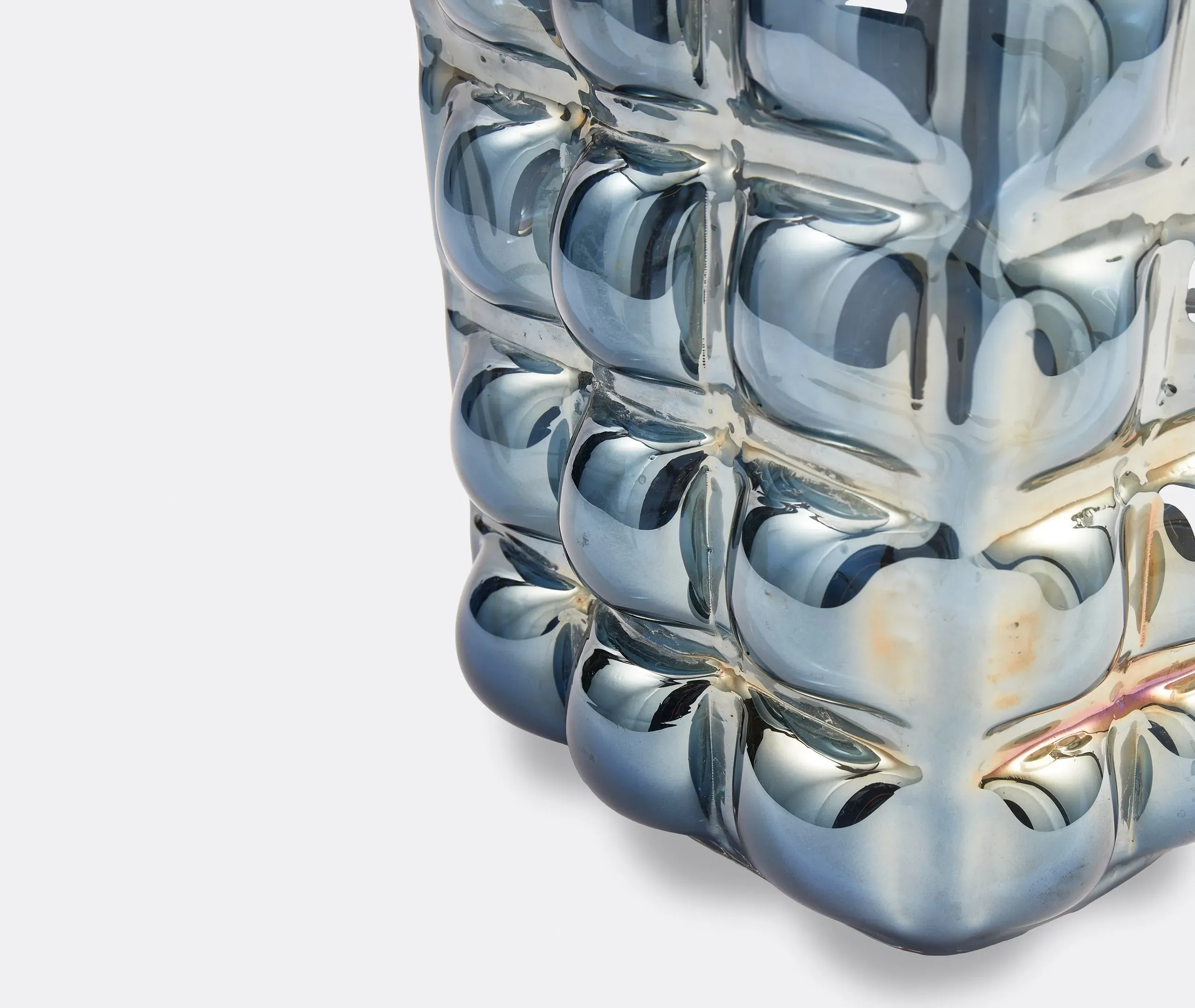 Bubble Textured Vase - Dark Blue, Glass