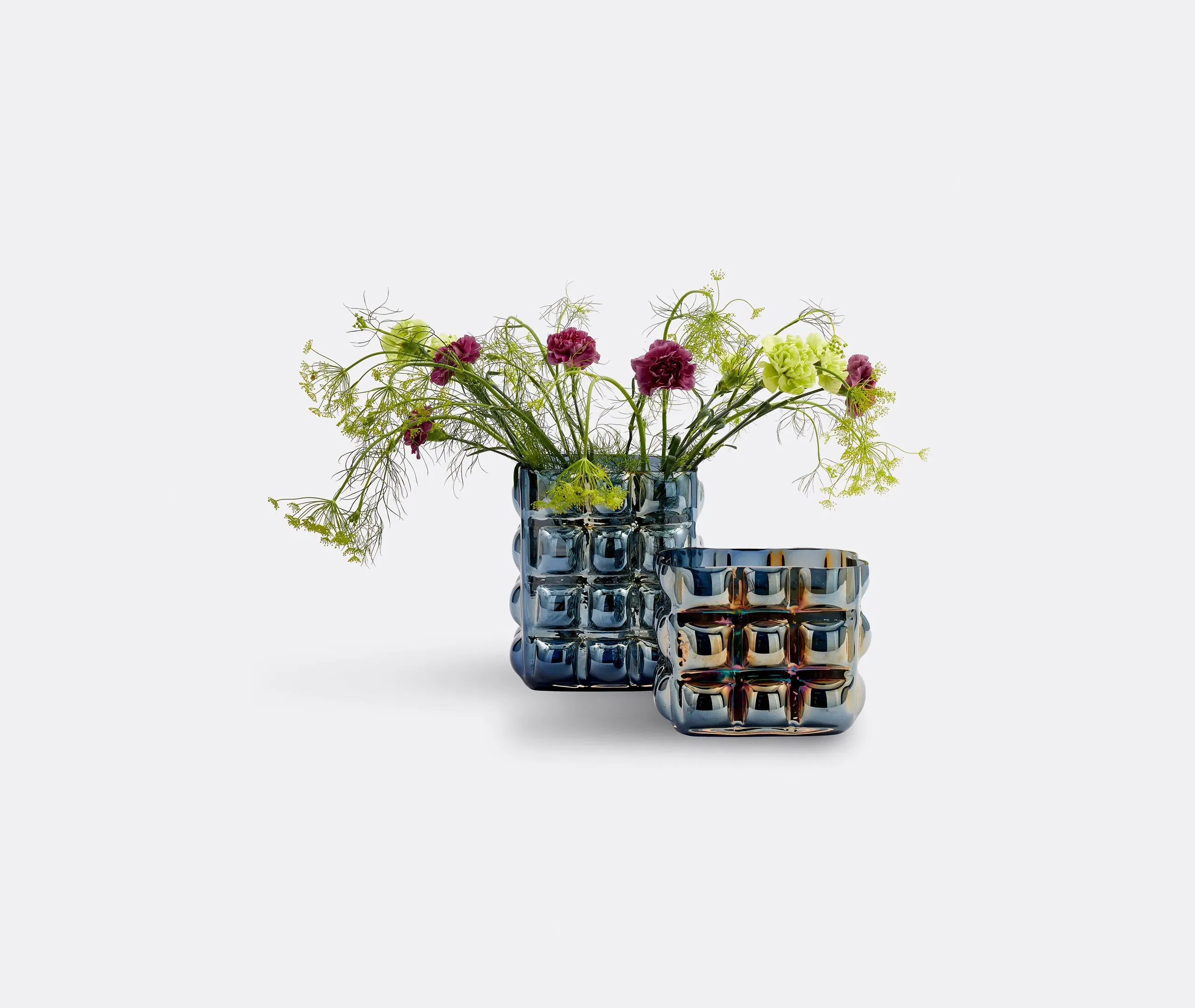 Bubble Textured Vase - Dark Blue, Glass
