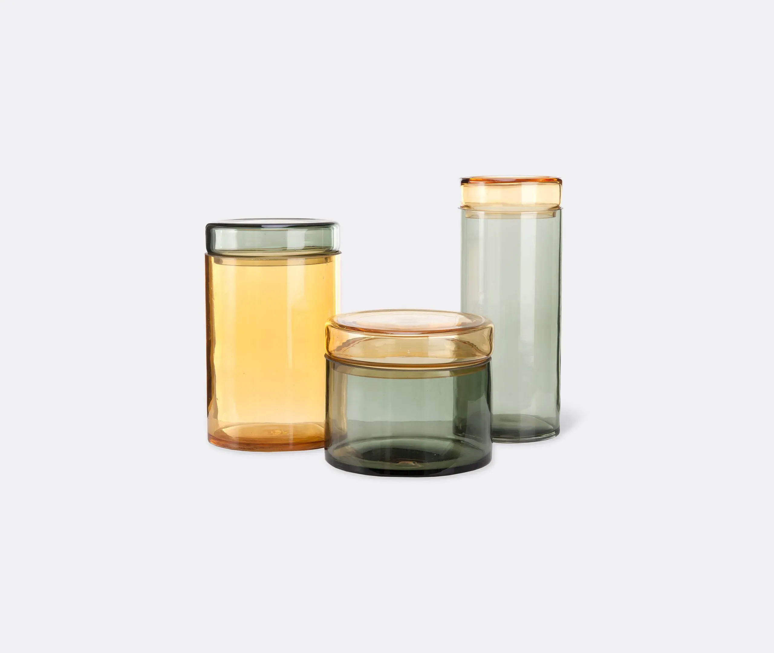 Caps & Jars Chic Mix Set of 3 Storage Jars - Cognac, Glass image
