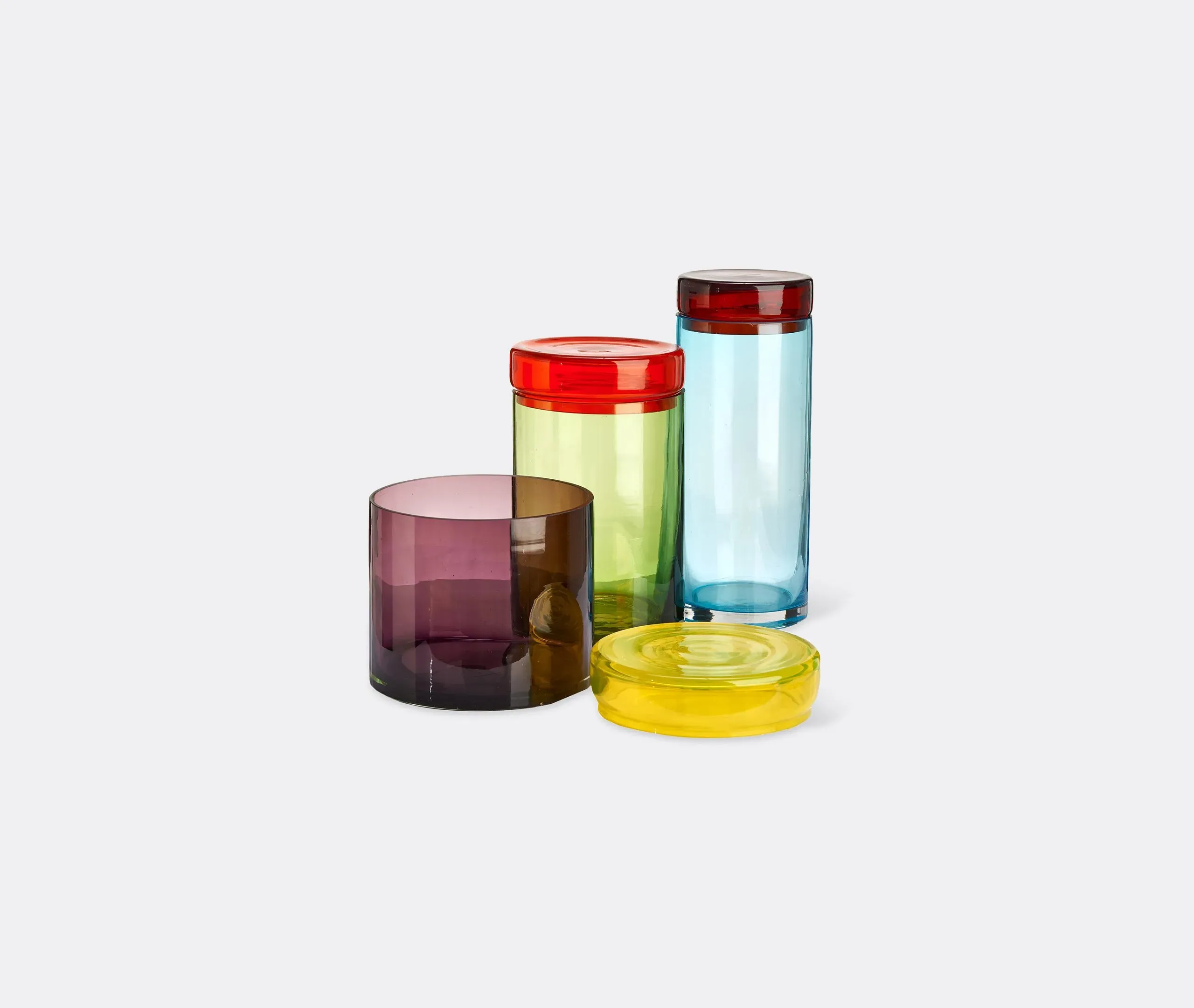 Caps & Jars Multi Mix Set of 3 Storage Jars - Multicolor, Glass