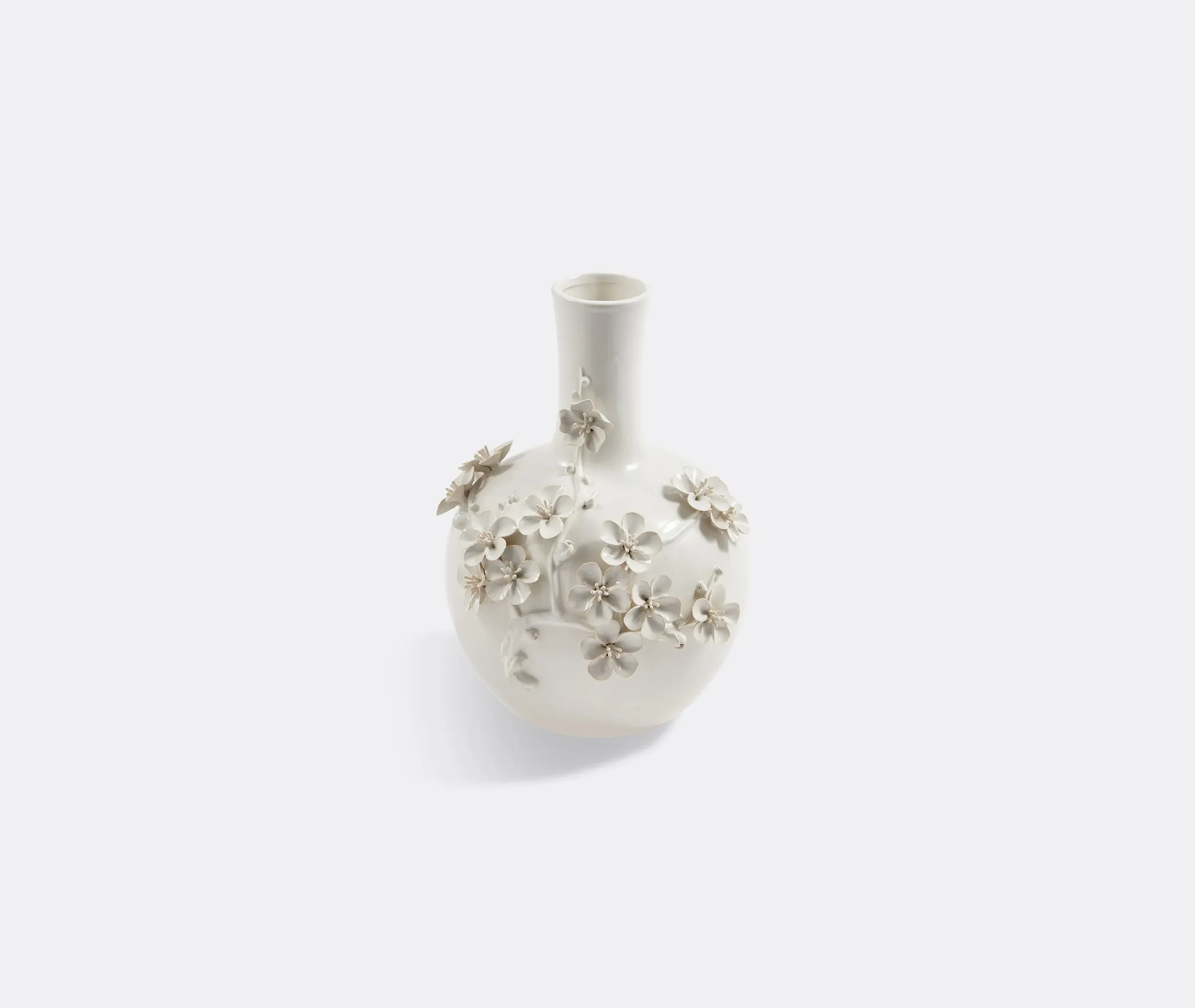 Ceramic Vase with Floral Relief - White image