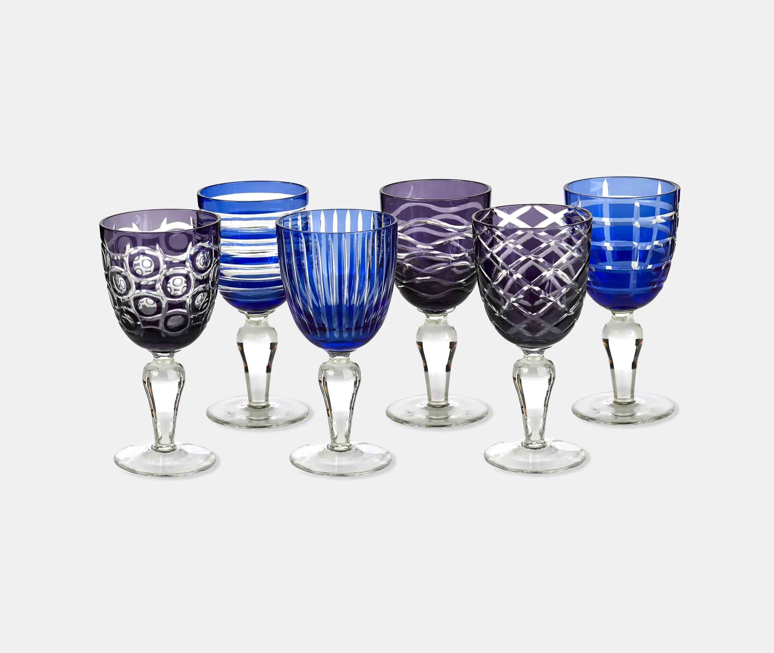 Cobalt Wine Glass Set of Six - Multicolor