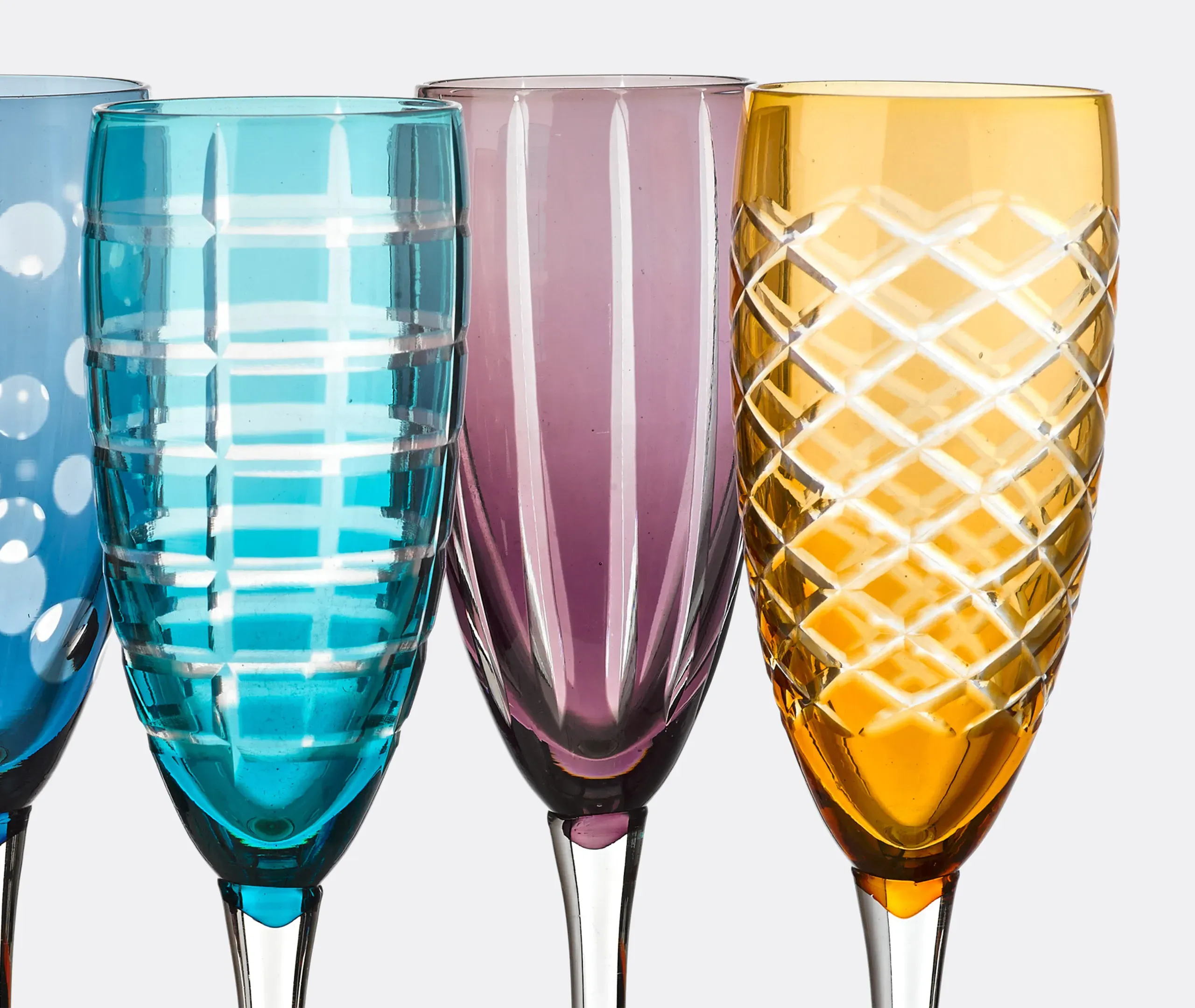 Cuttings Champagne Glass Set of 6 - Multicolor