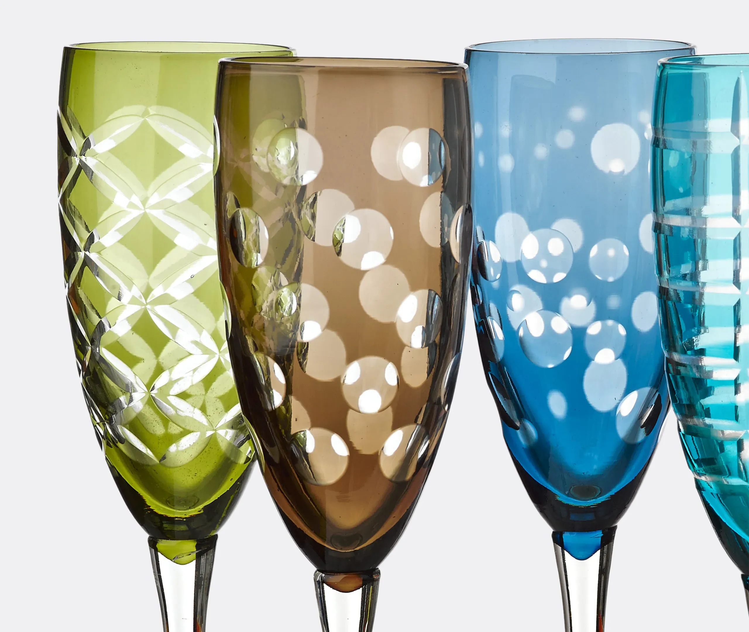 Cuttings Champagne Glass Set of 6 - Multicolor