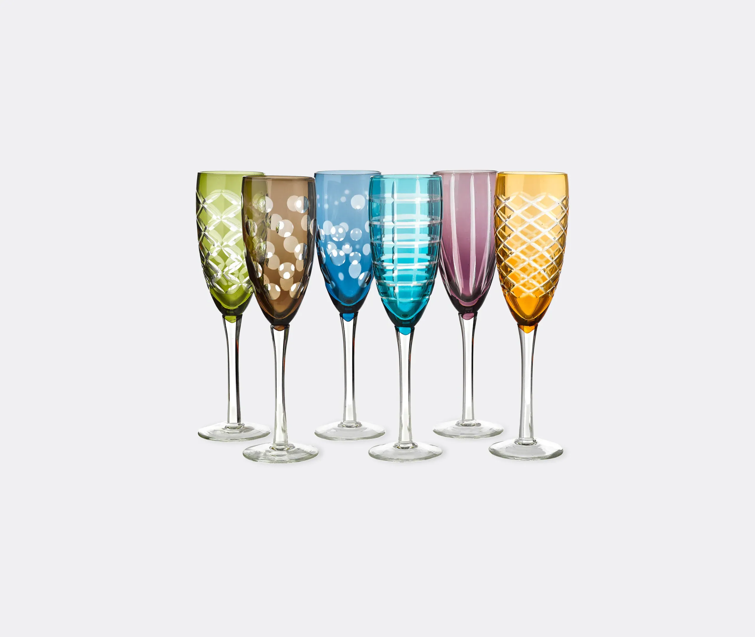 Cuttings Champagne Glass Set of 6 - Multicolor image