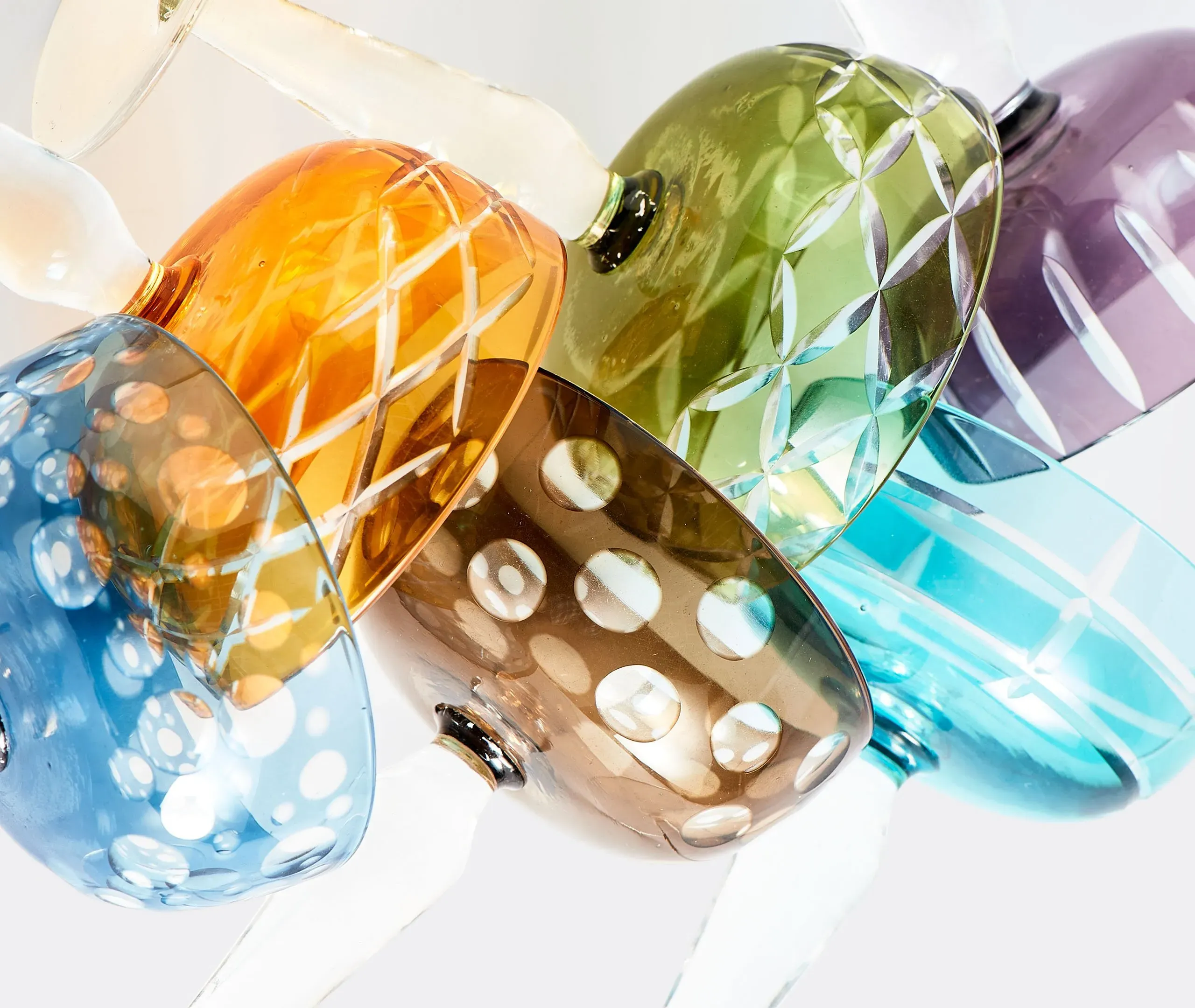 Cuttings Coupe Set of Six - Multicolor, Glass