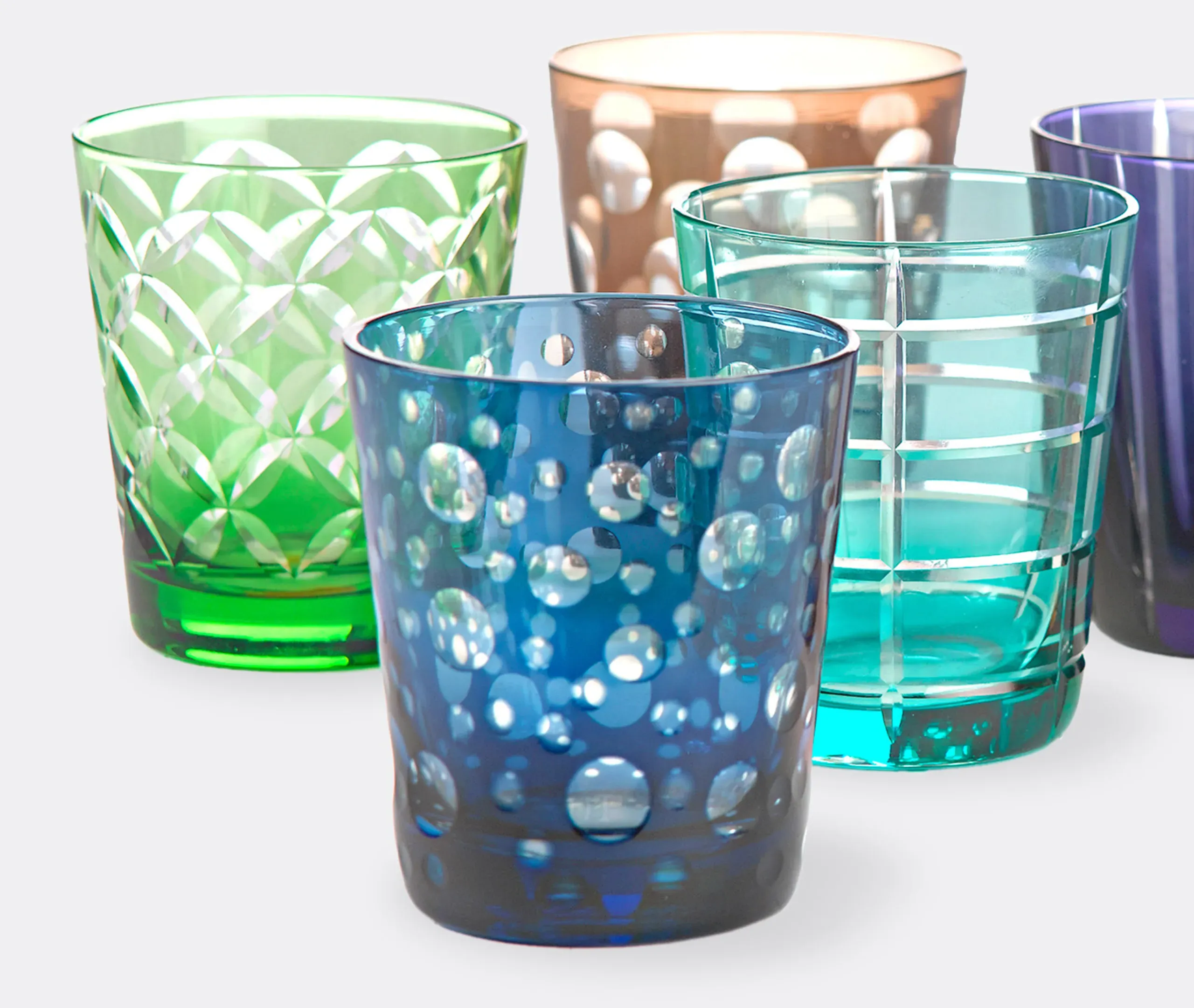 Cuttings Tumbler Set of Six - Multicolor, Glass