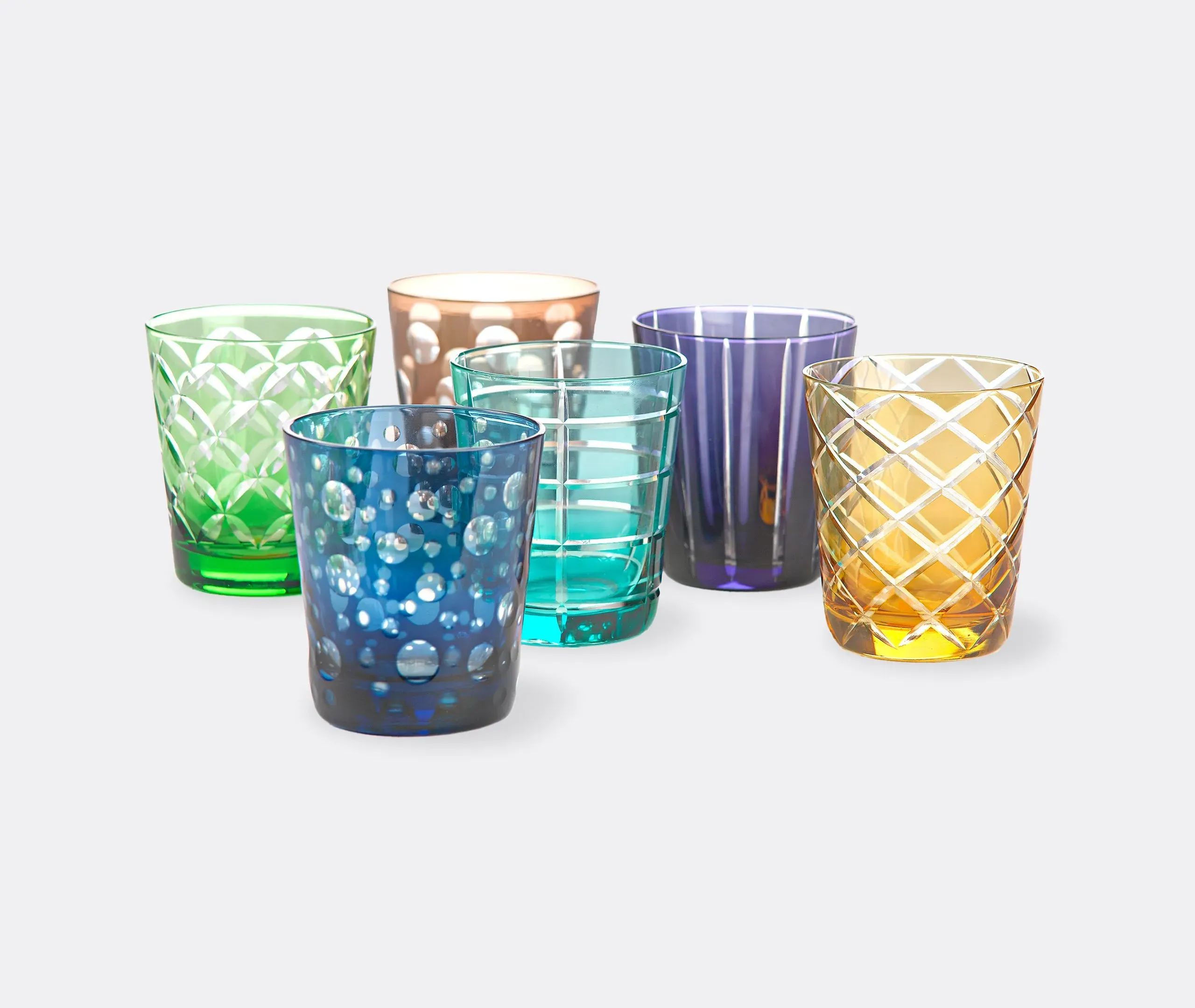 Cuttings Tumbler Set of Six - Multicolor, Glass