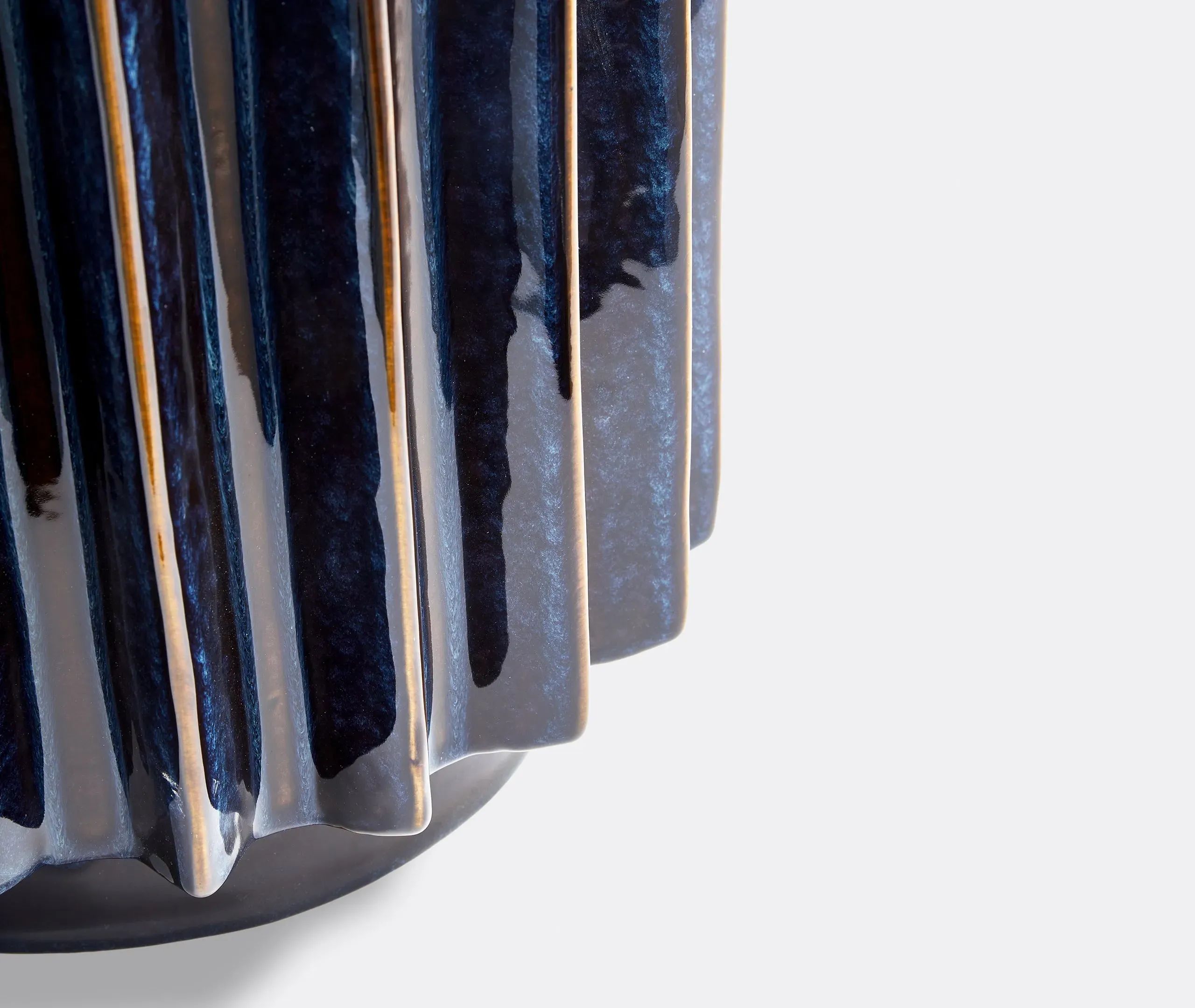Cylindrical Side Table Ridged Surface - Dark Blue