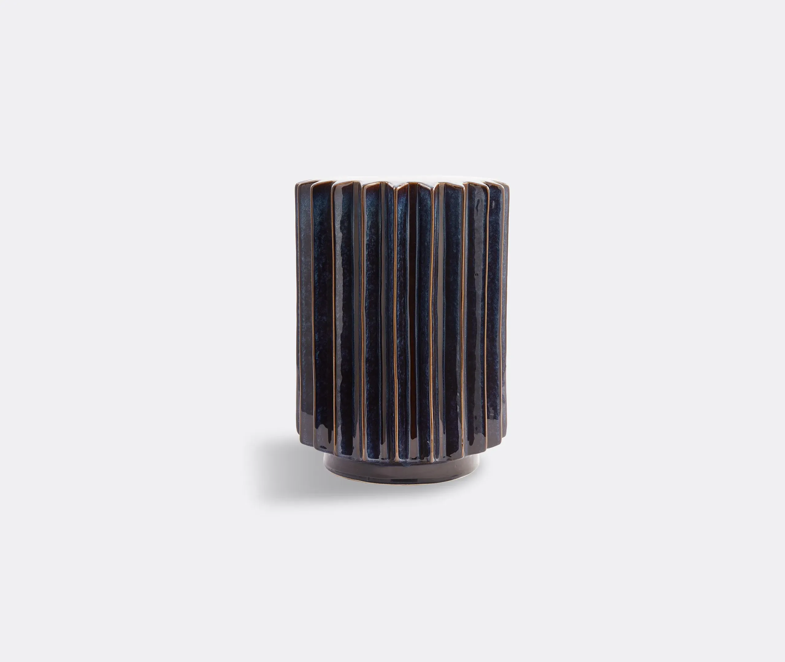 Cylindrical Side Table Ridged Surface - Dark Blue
