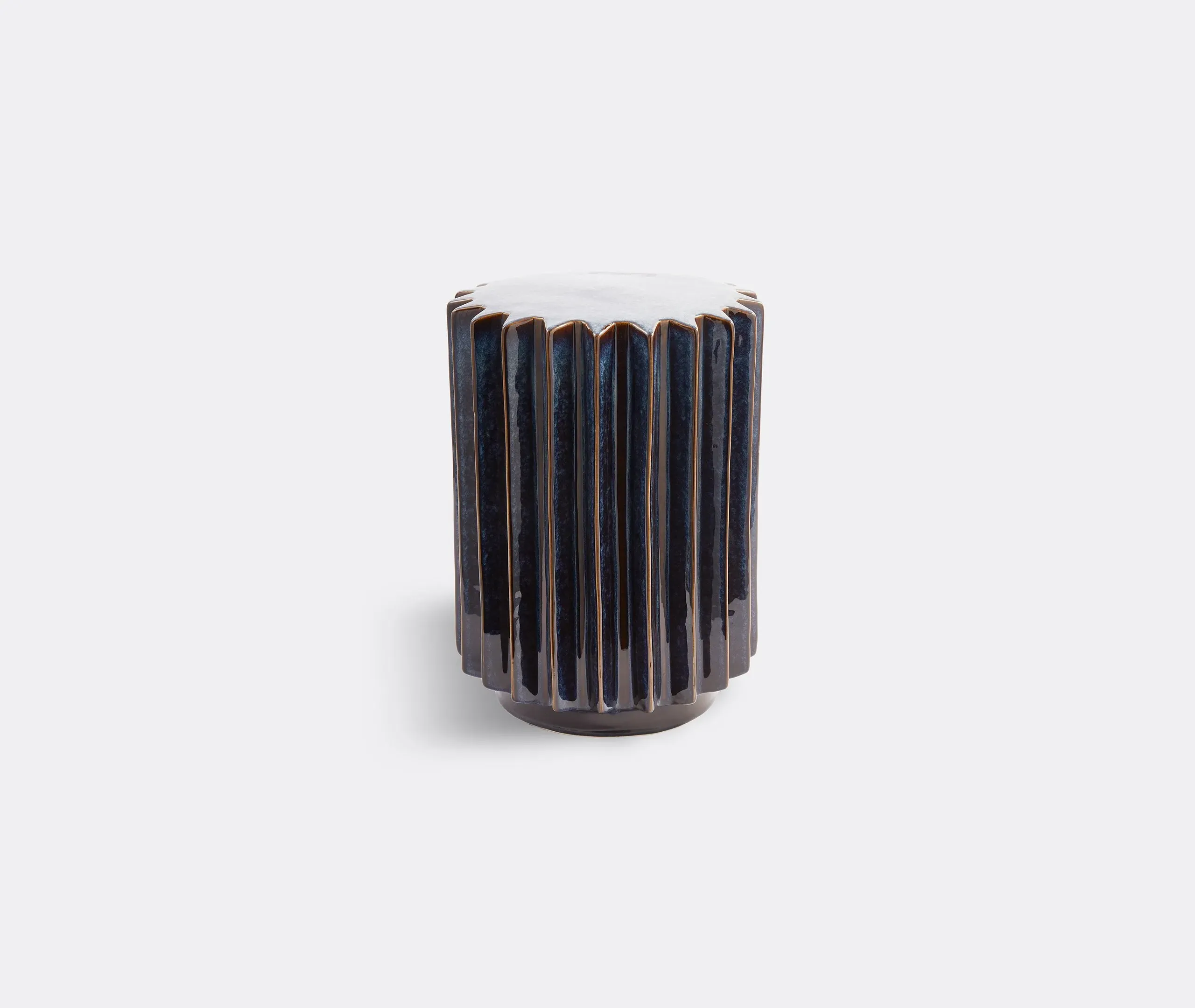 Cylindrical Side Table Ridged Surface - Dark Blue
