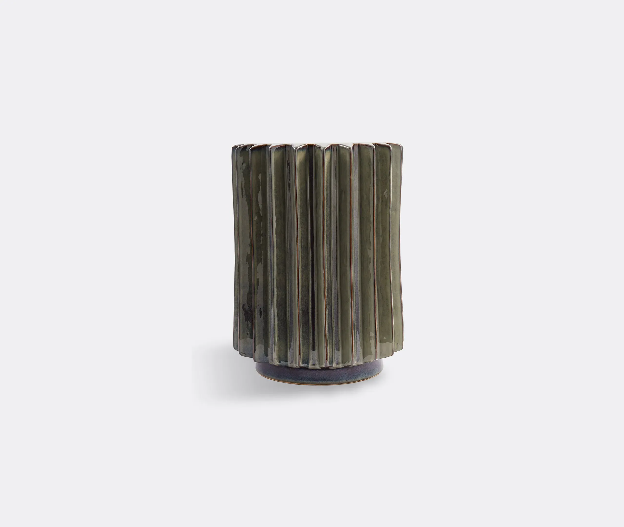 Cylindrical Side Table Ridged Surface - Green