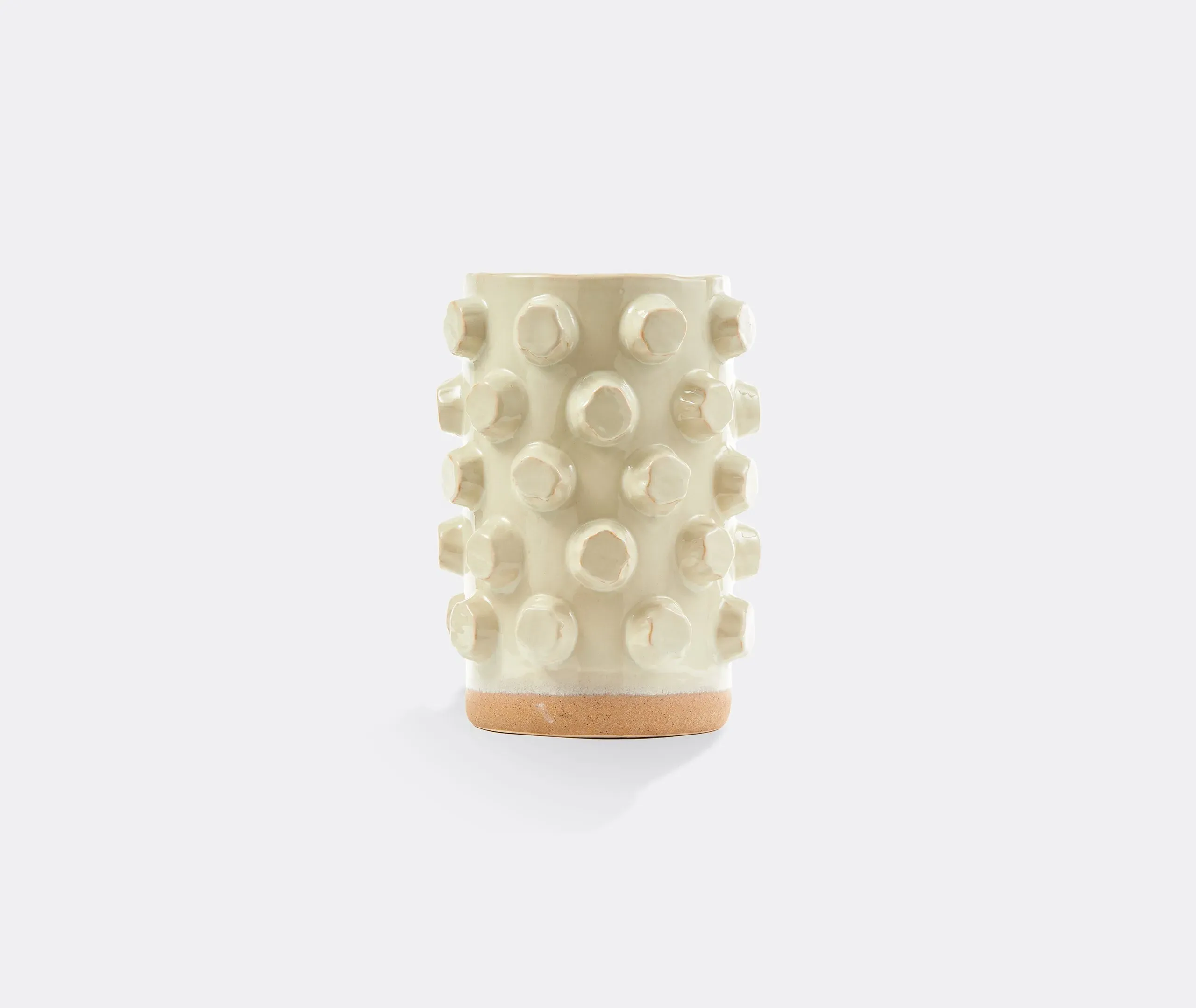 Cylindrical Structure Vase - Beige, Ceramic