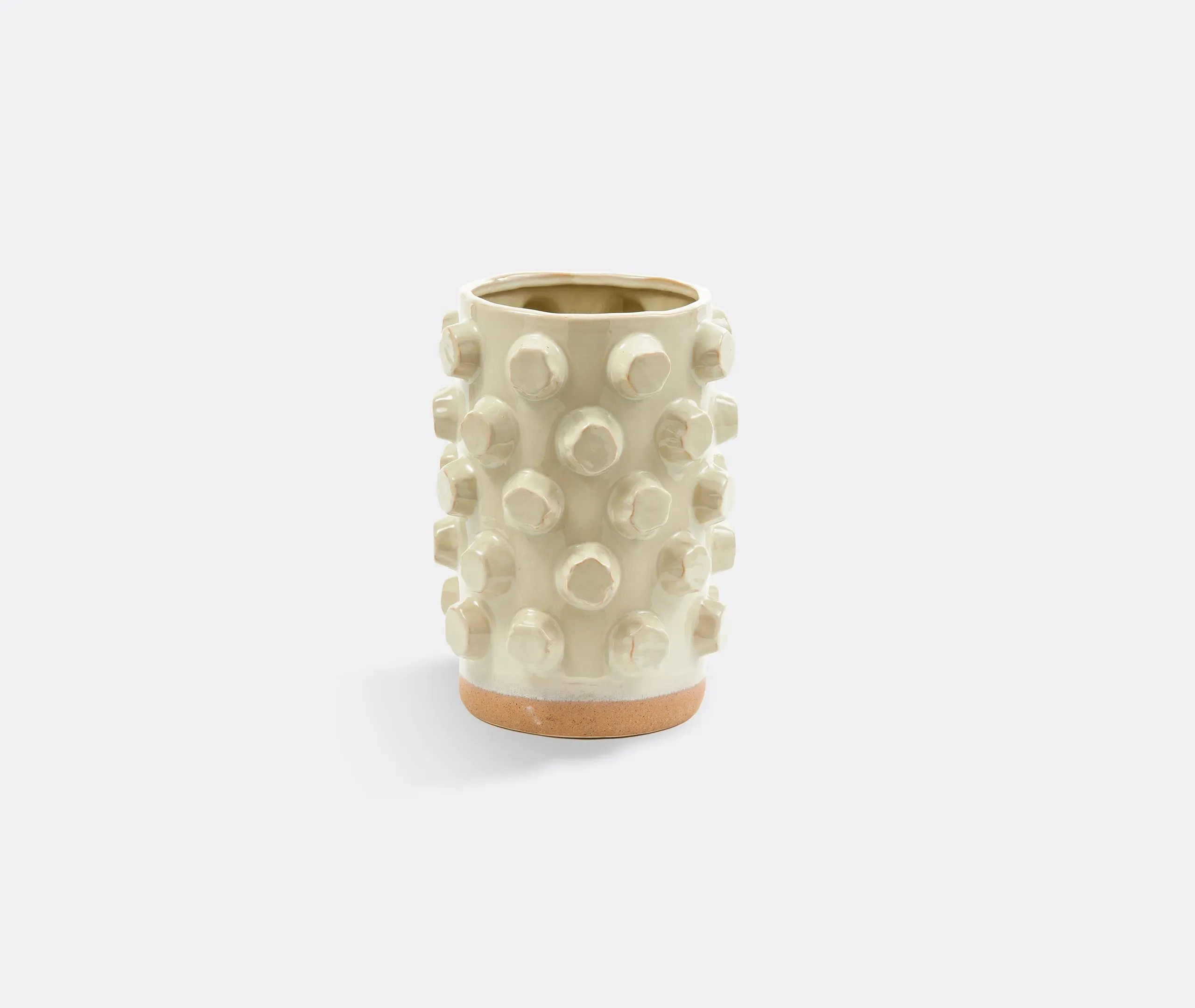 Cylindrical Structure Vase - Beige, Ceramic