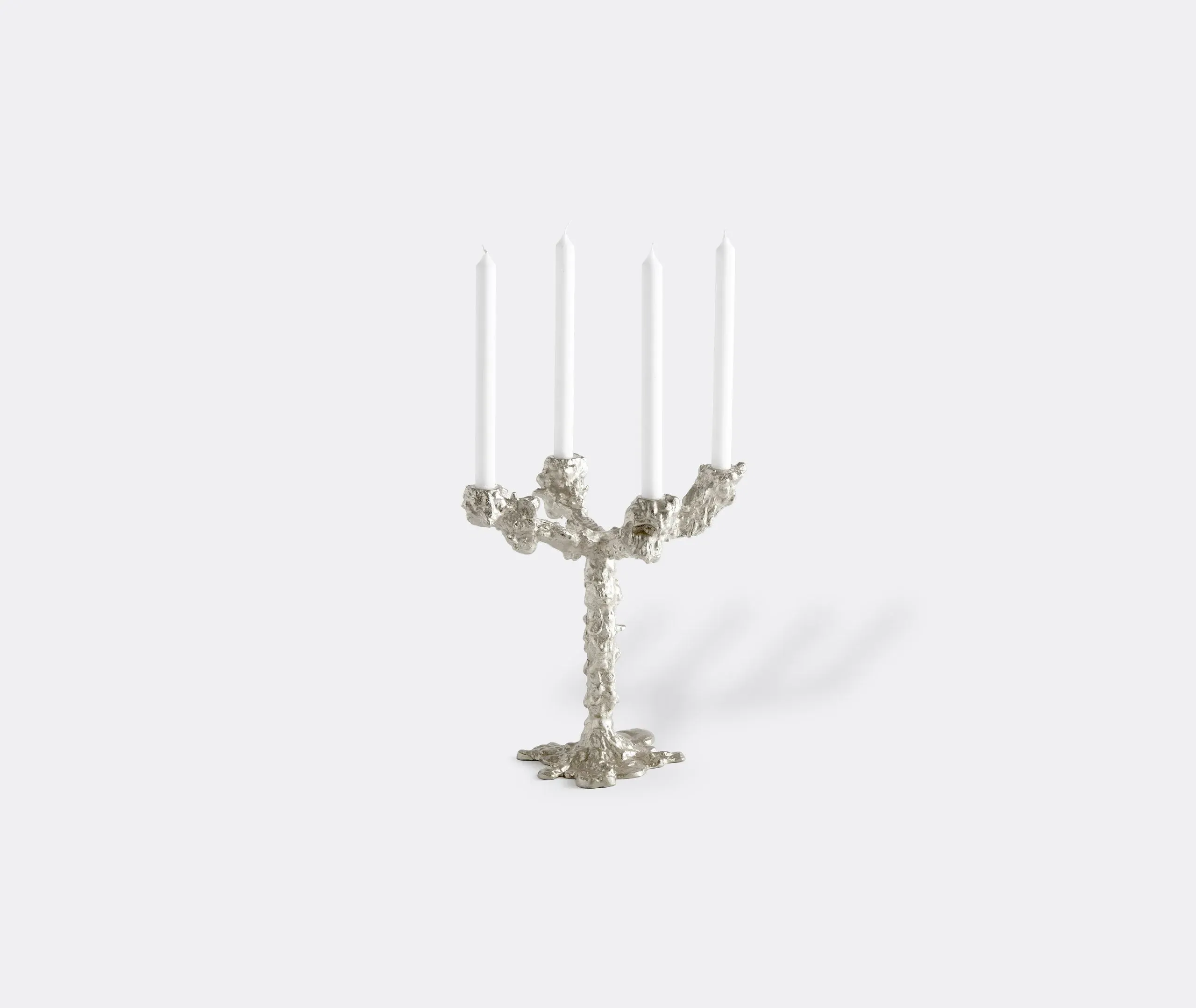 Drip Four Arms Candle Holder - Silver, Aluminum