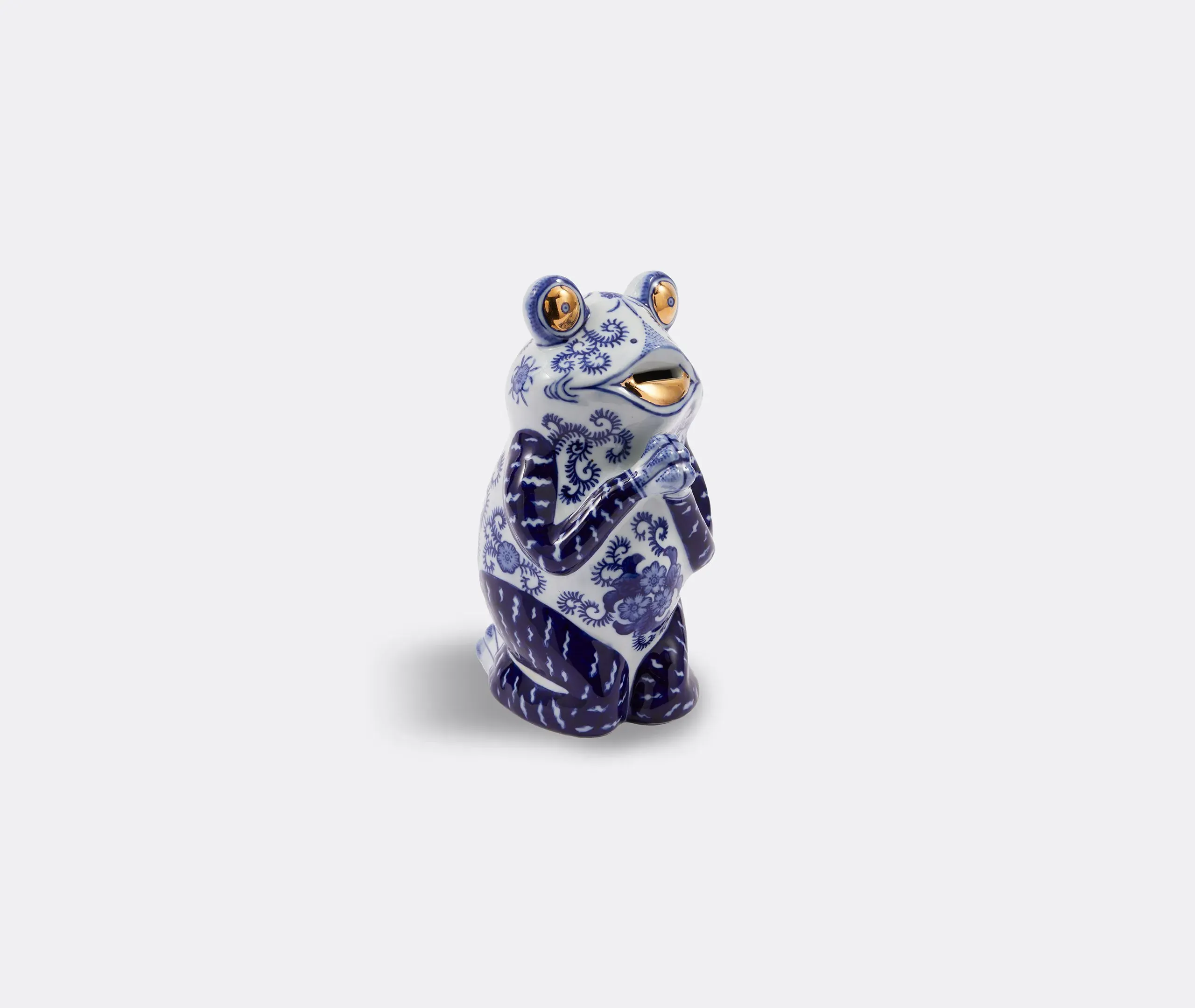 Frog Piggy Bank with Gold Accents - Blue, Porcelain image