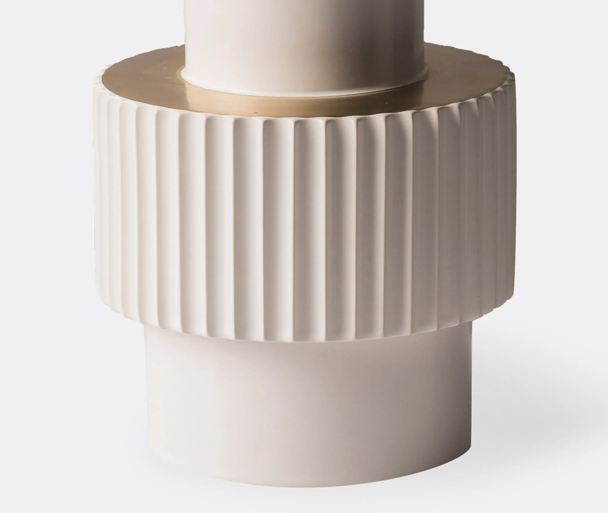 Gear Vase with Central Band - White, Porcelain