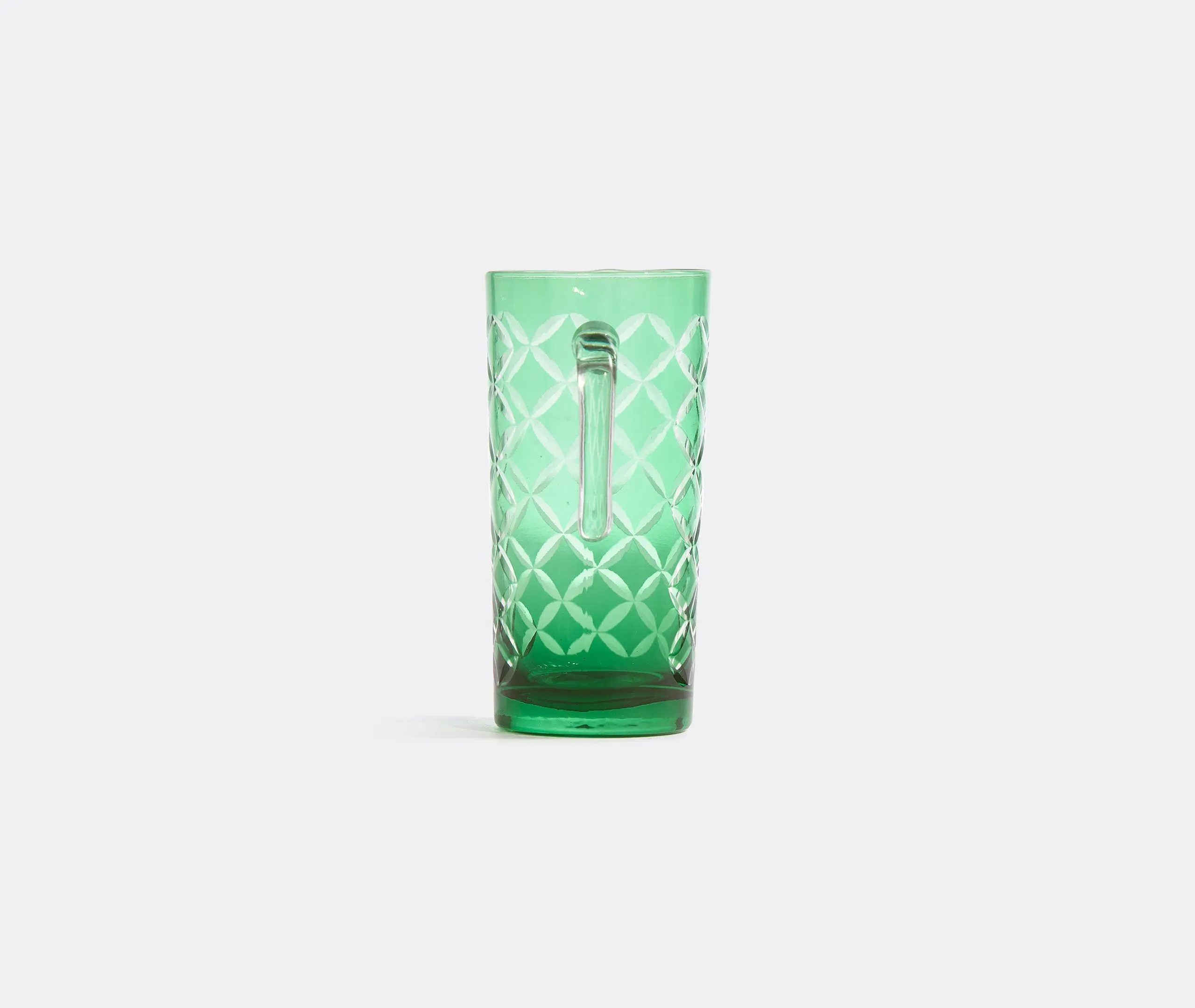 Geometric Pitcher with Sandblasted Design - Green