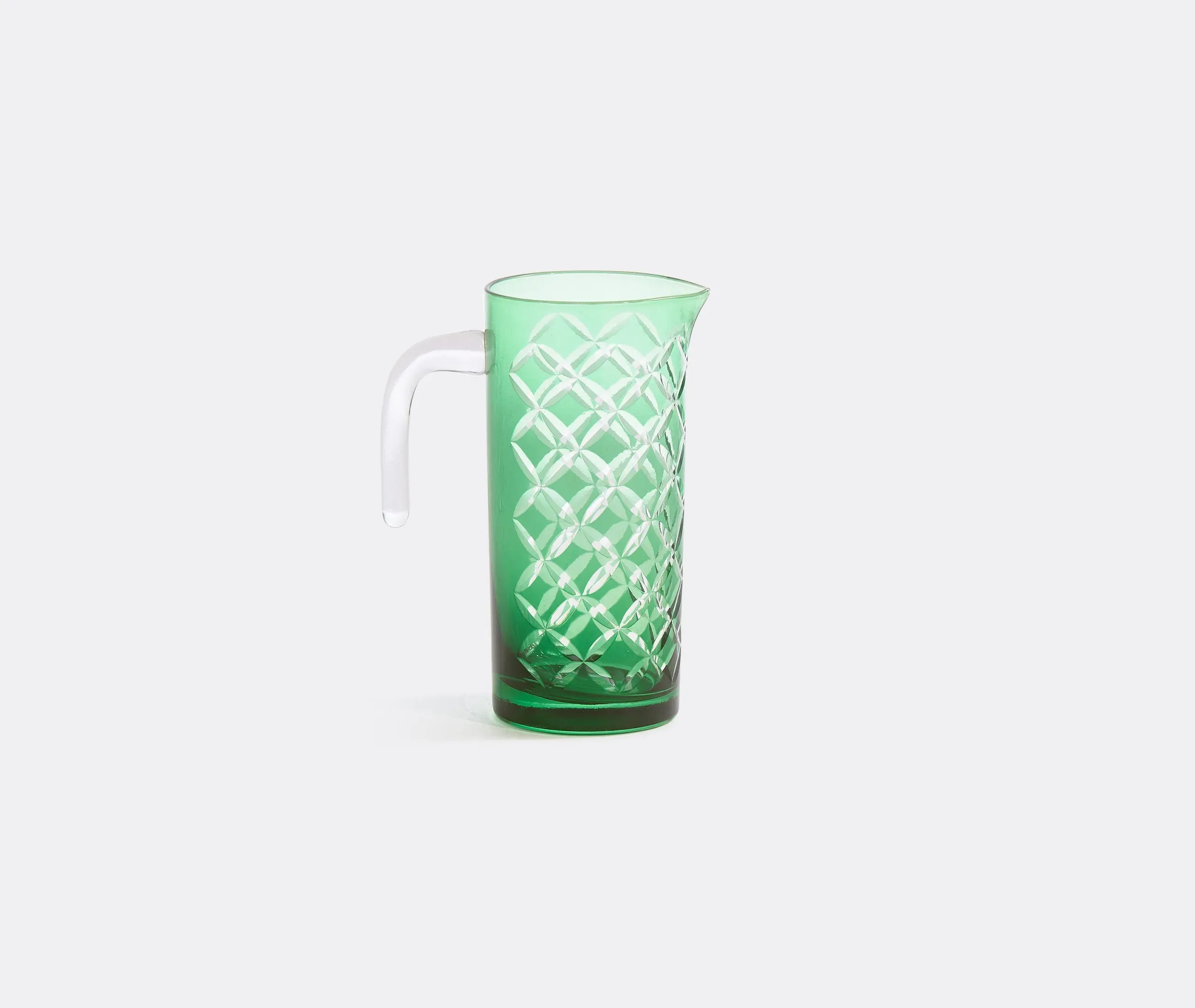 Geometric Pitcher with Sandblasted Design - Green