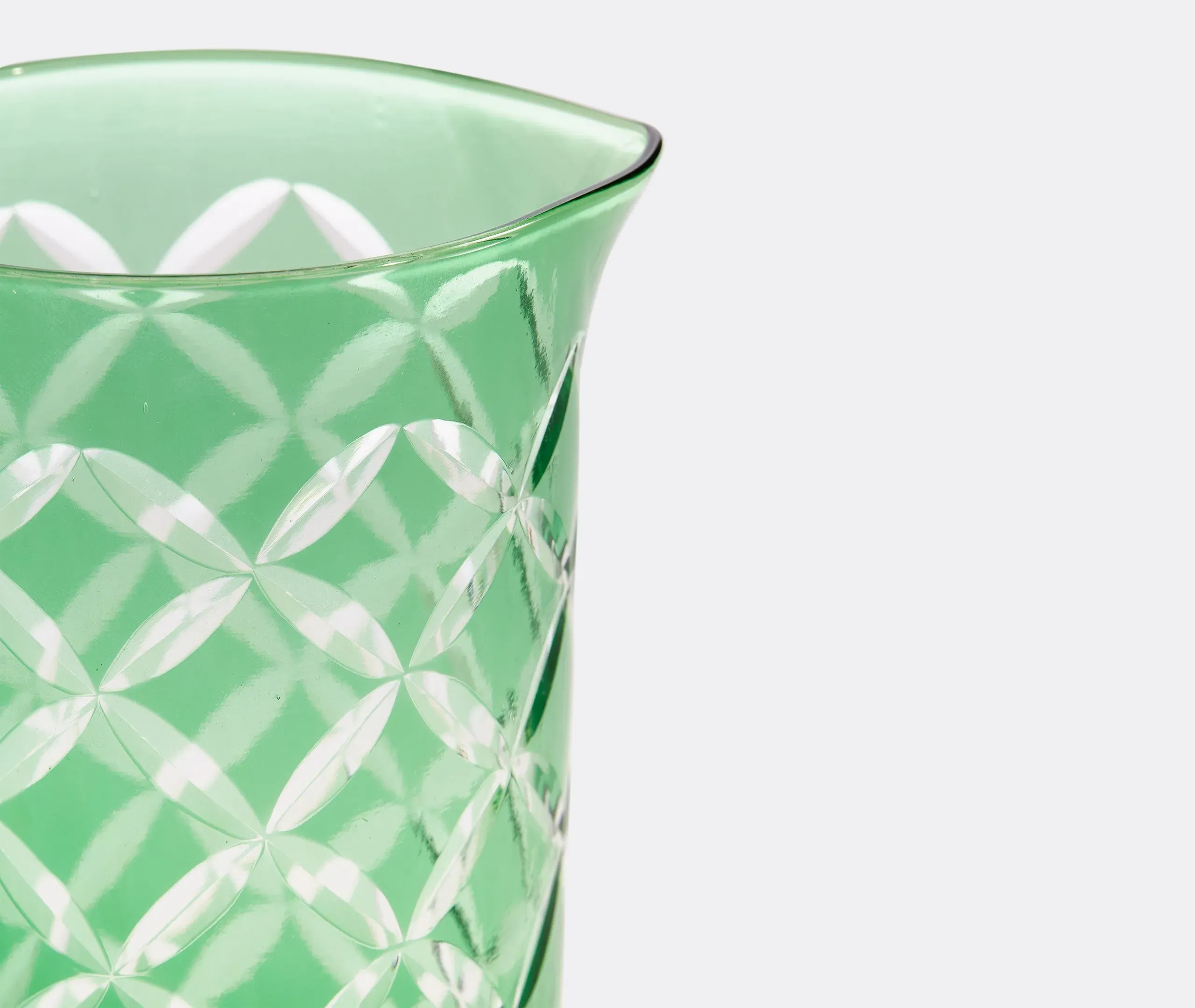Geometric Pitcher with Sandblasted Design - Green
